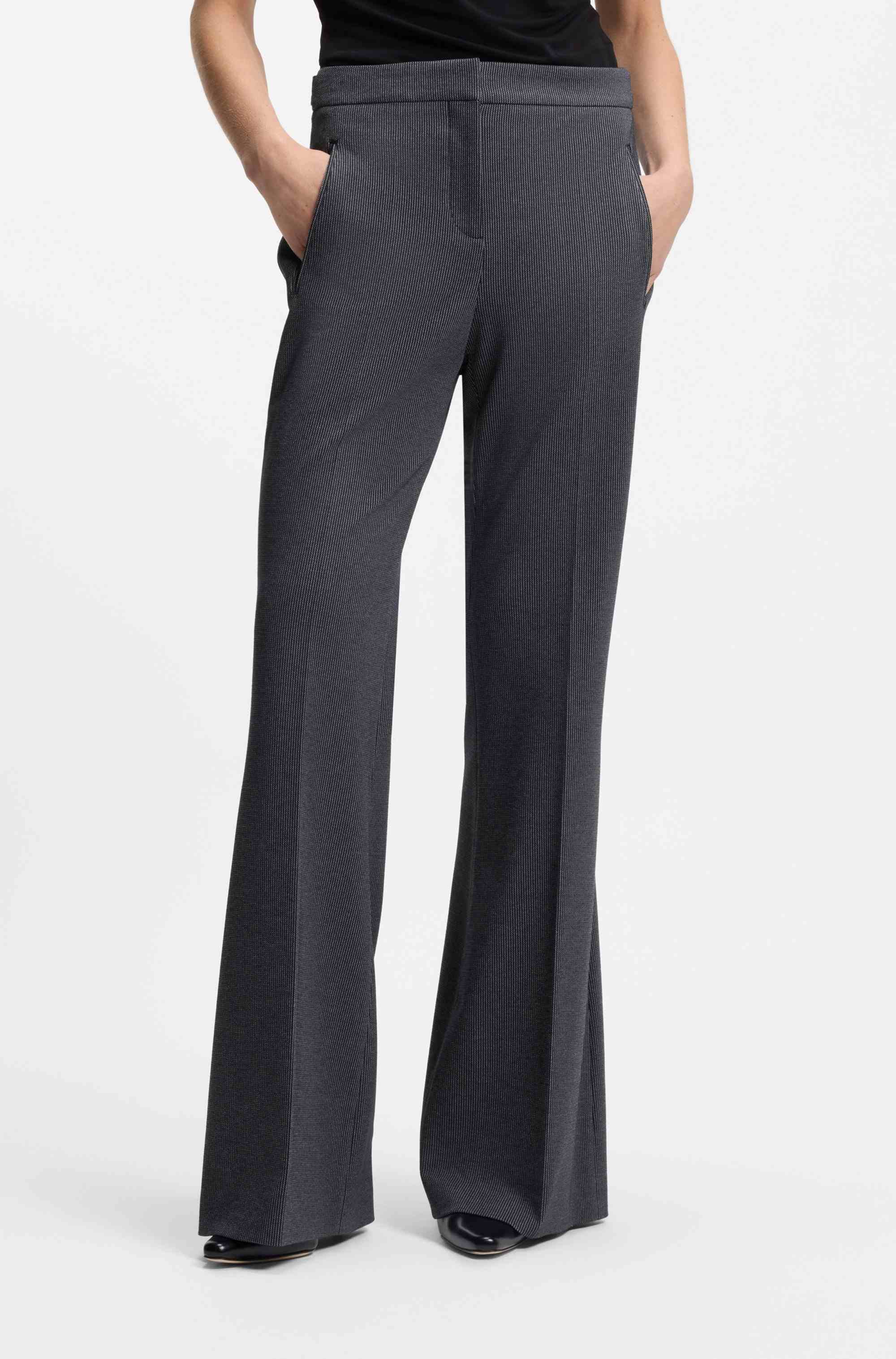 Slim-fit trousers in patterned performance-stretch jersey