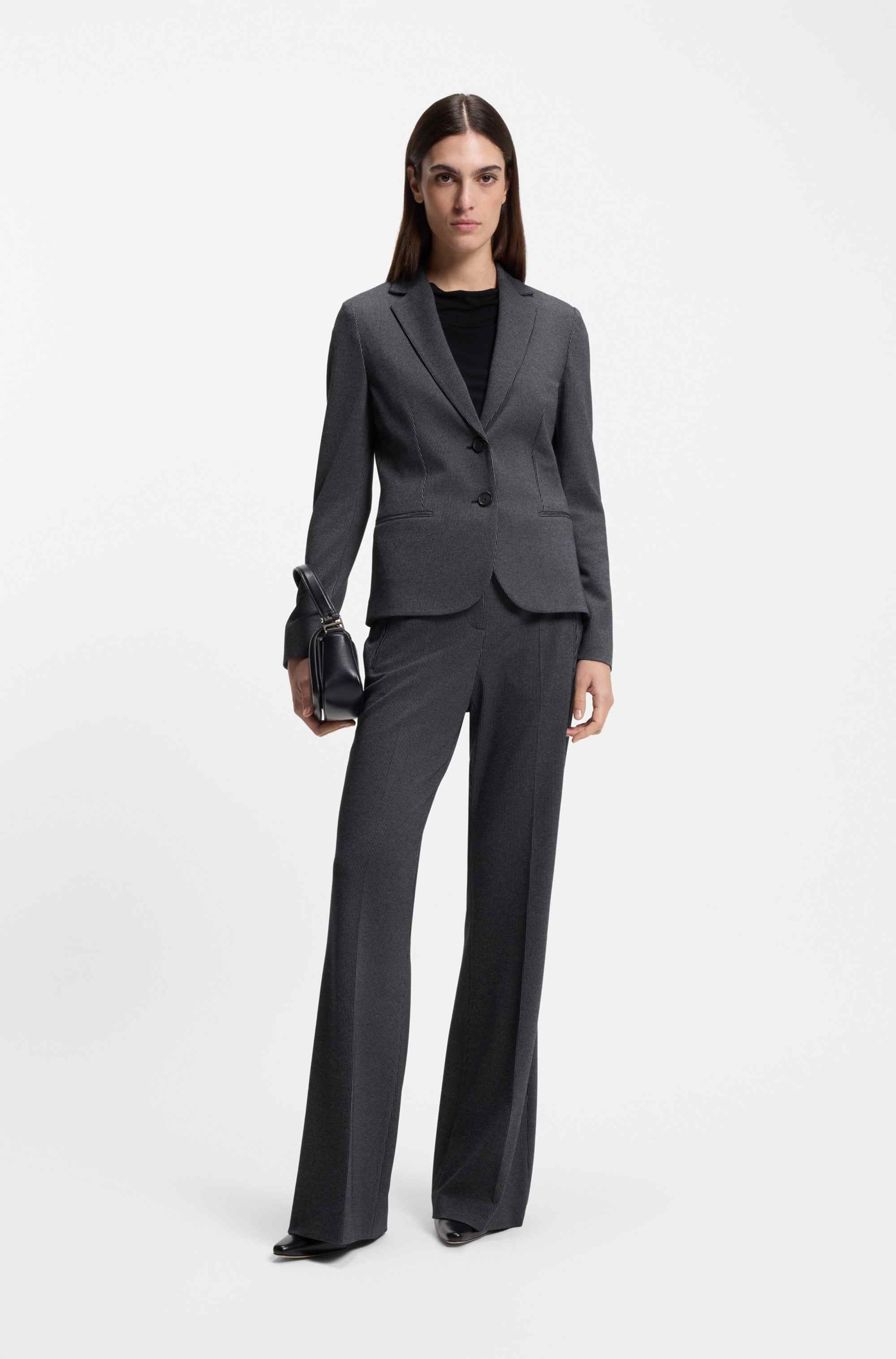 Slim-fit trousers in patterned performance-stretch jersey
