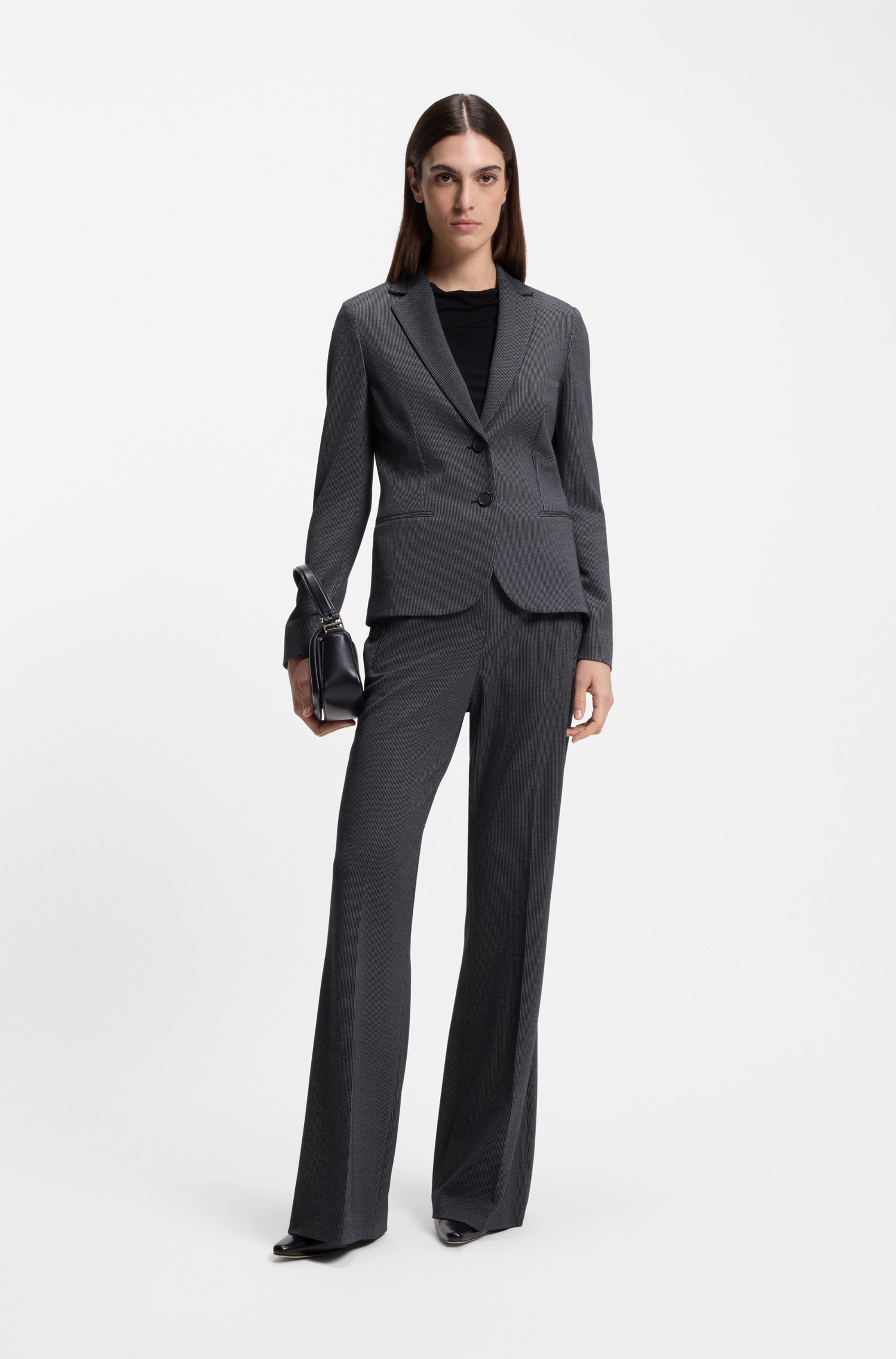 Slim-fit trousers in patterned performance-stretch jersey