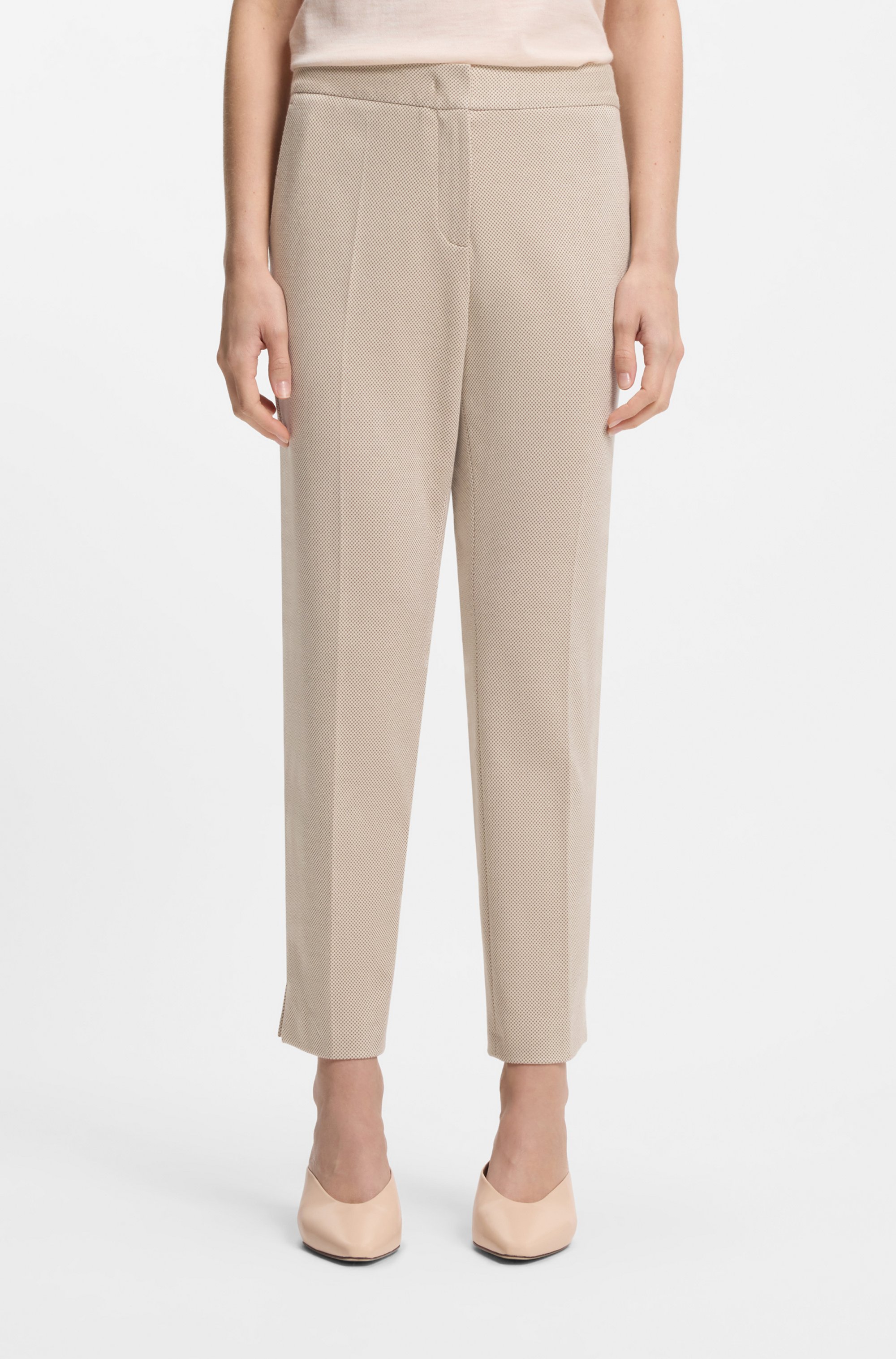 Slim-fit trousers in patterned performance-stretch jersey
