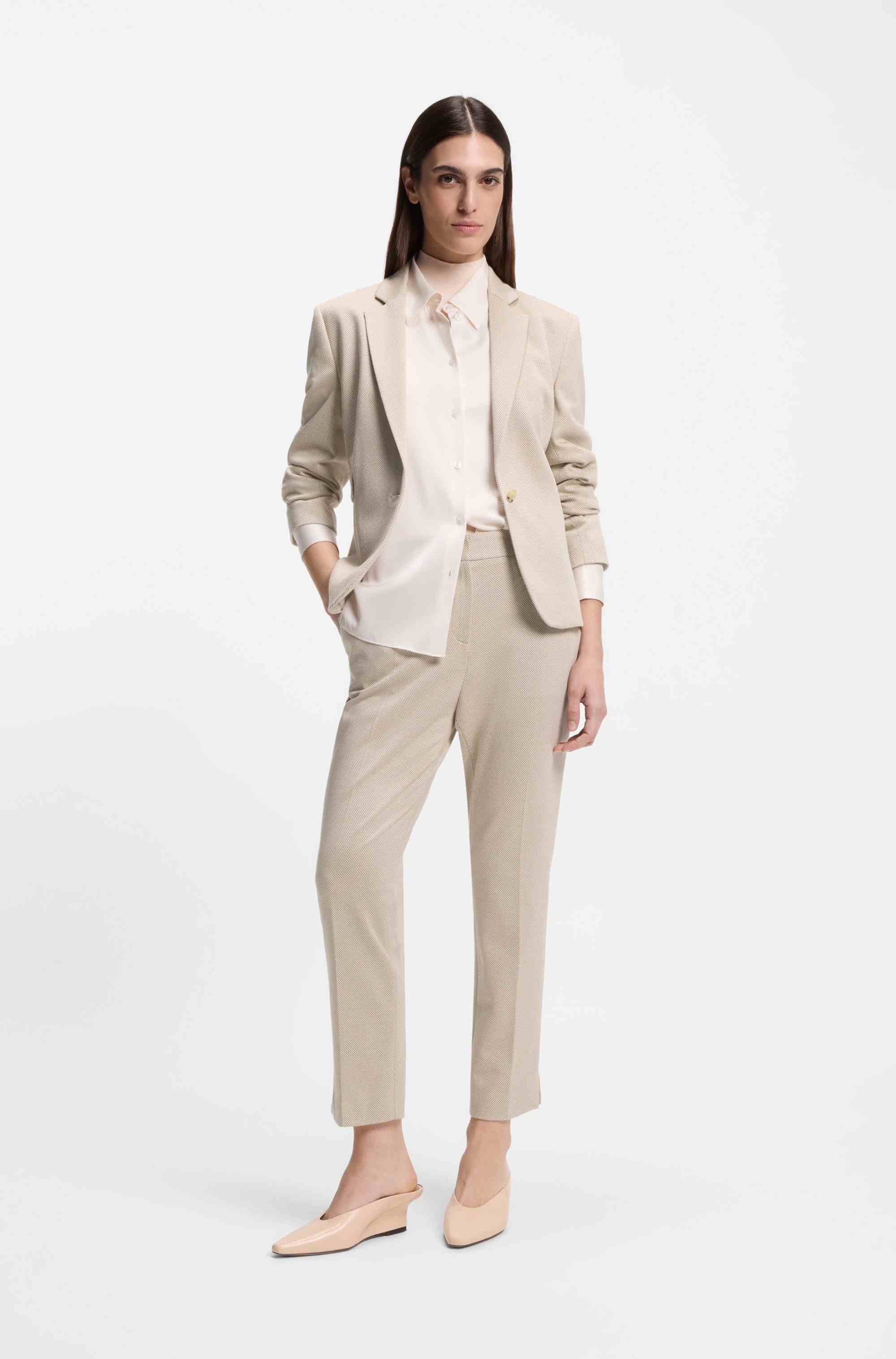Slim-fit trousers in patterned performance-stretch jersey