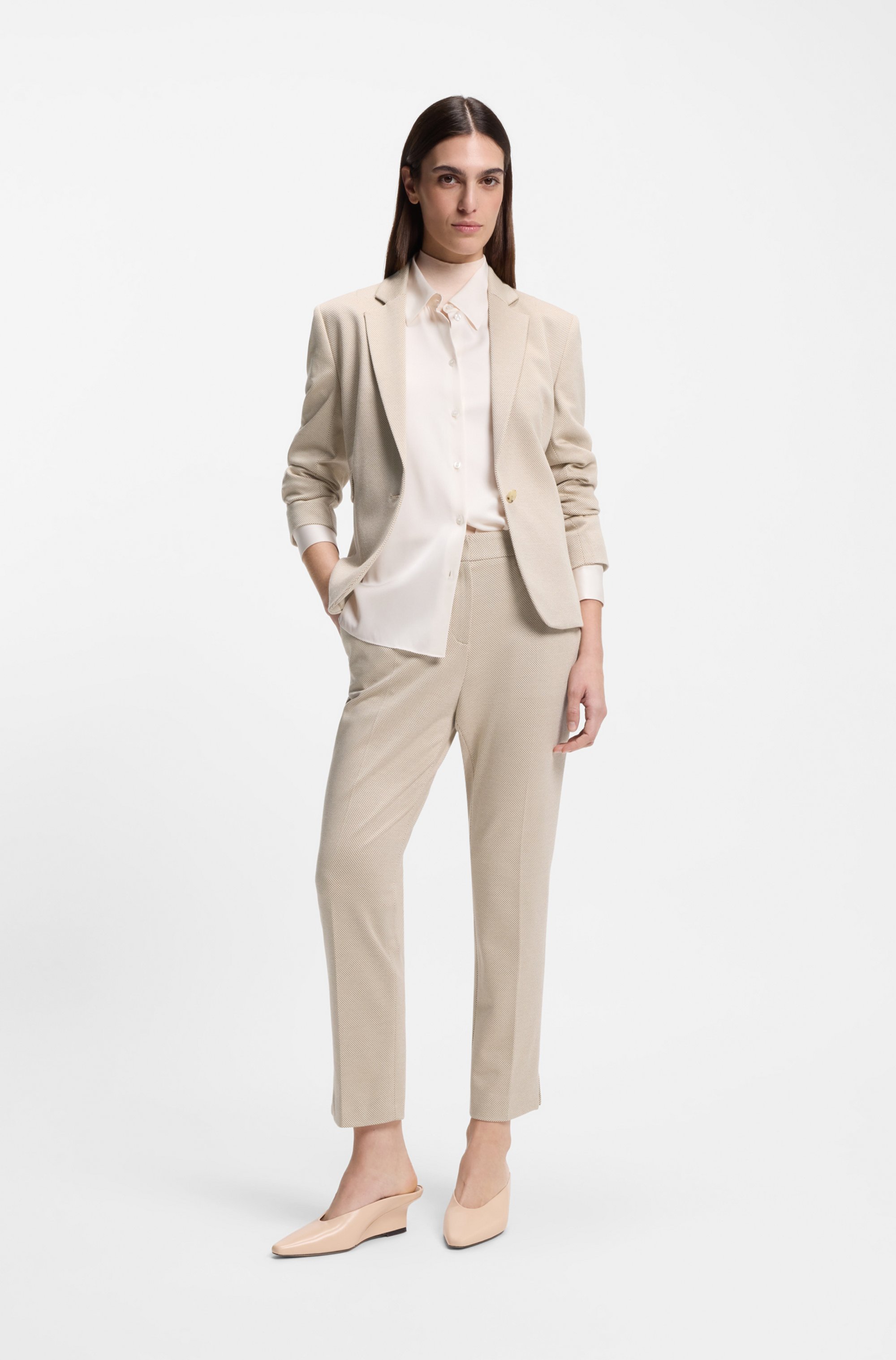 Slim-fit trousers in patterned performance-stretch jersey