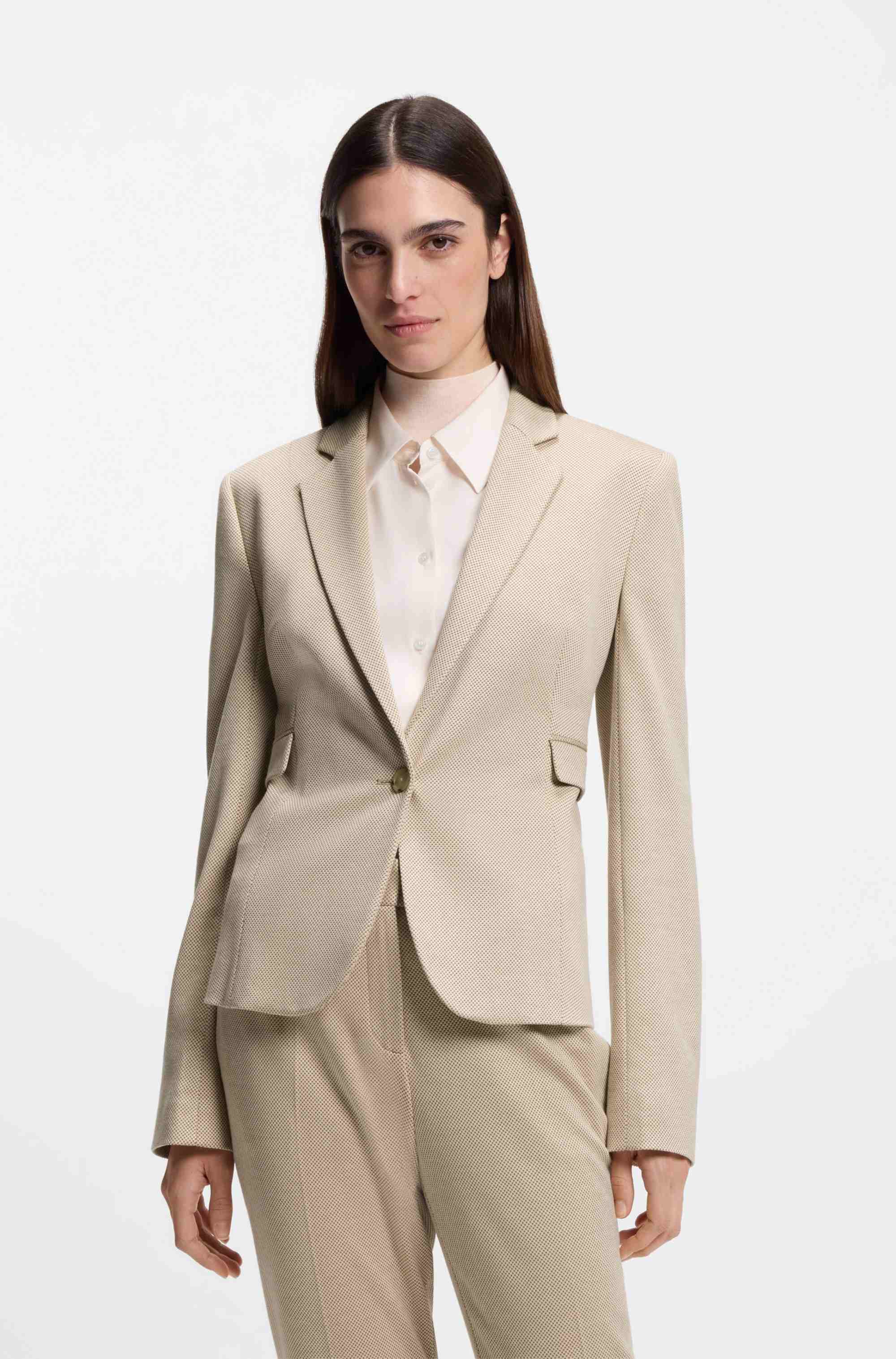 Slim-fit blazer in patterned performance-stretch jersey