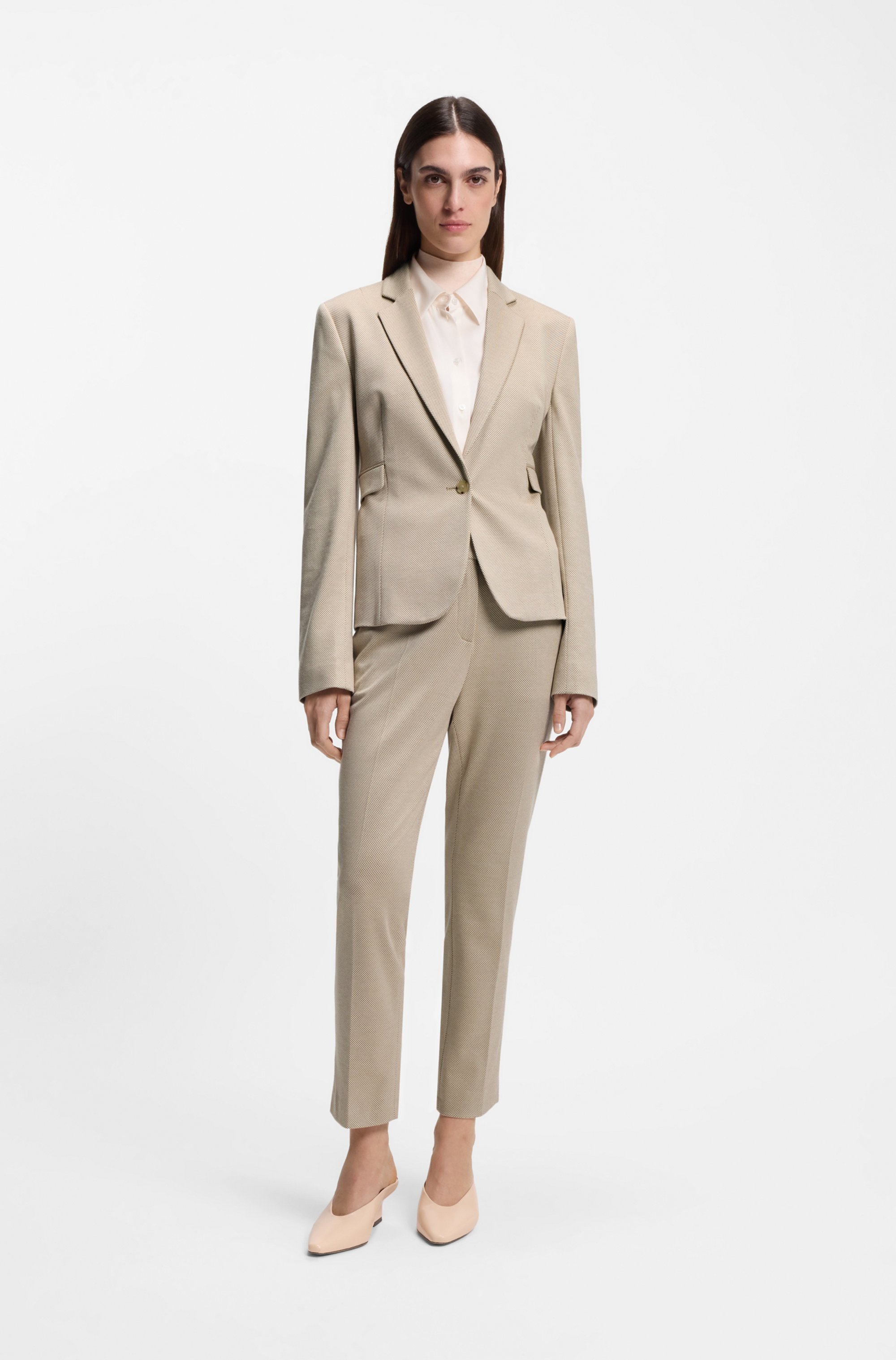 Slim-fit blazer in patterned performance-stretch jersey