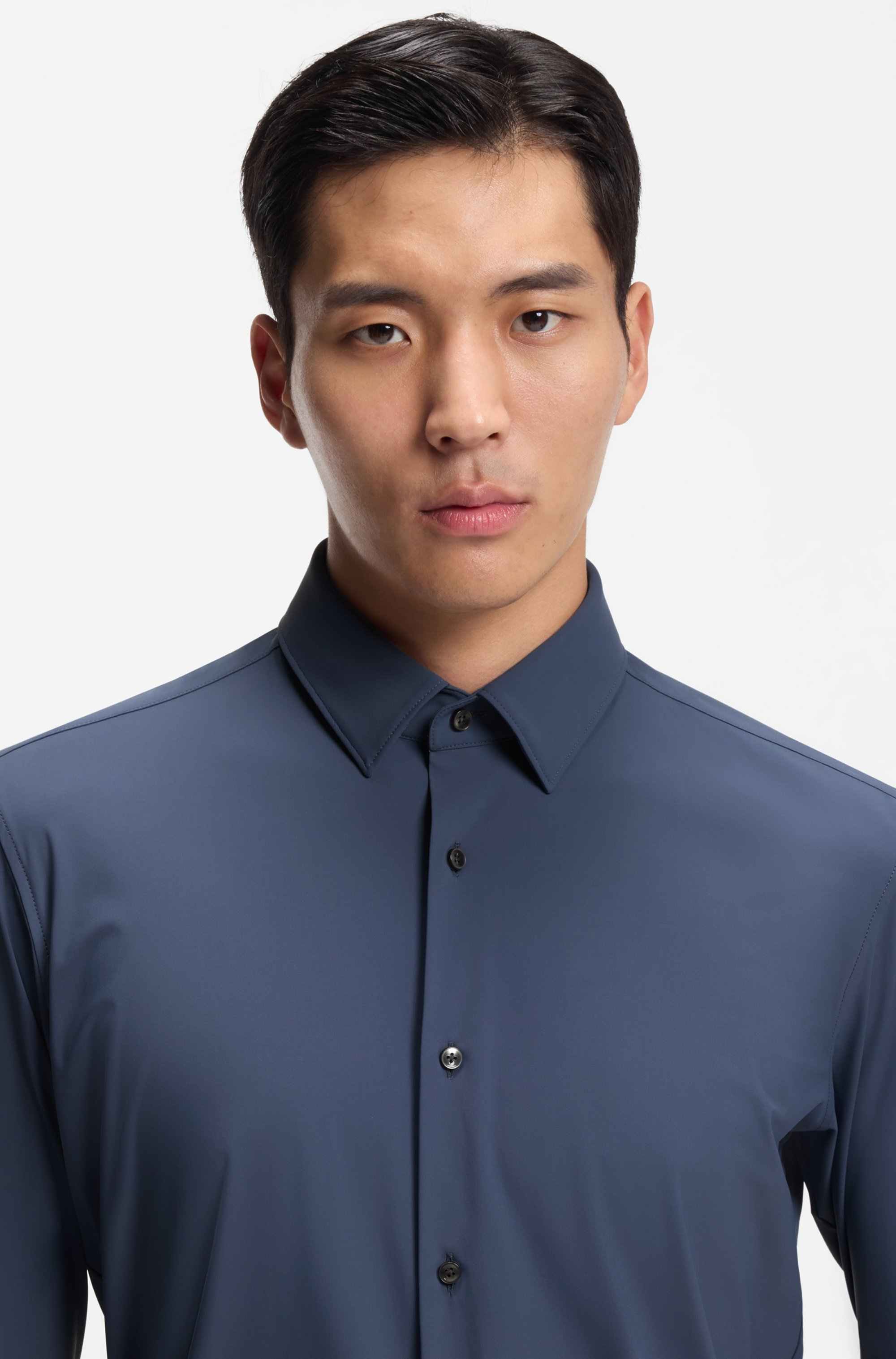 Regular-fit shirt in performance-stretch jersey