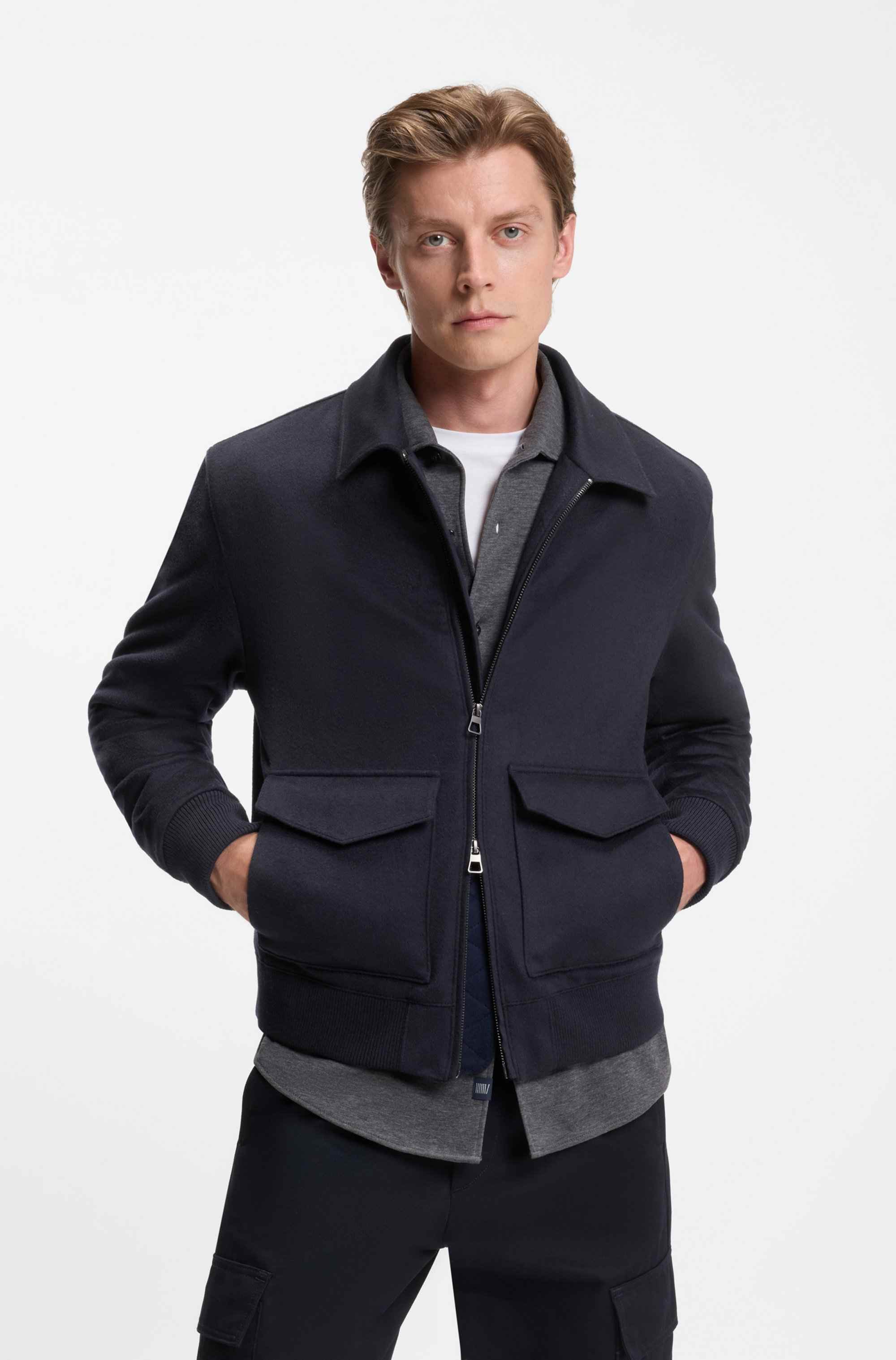 BECKHAM x BOSS zip jacket in wool and cashmere