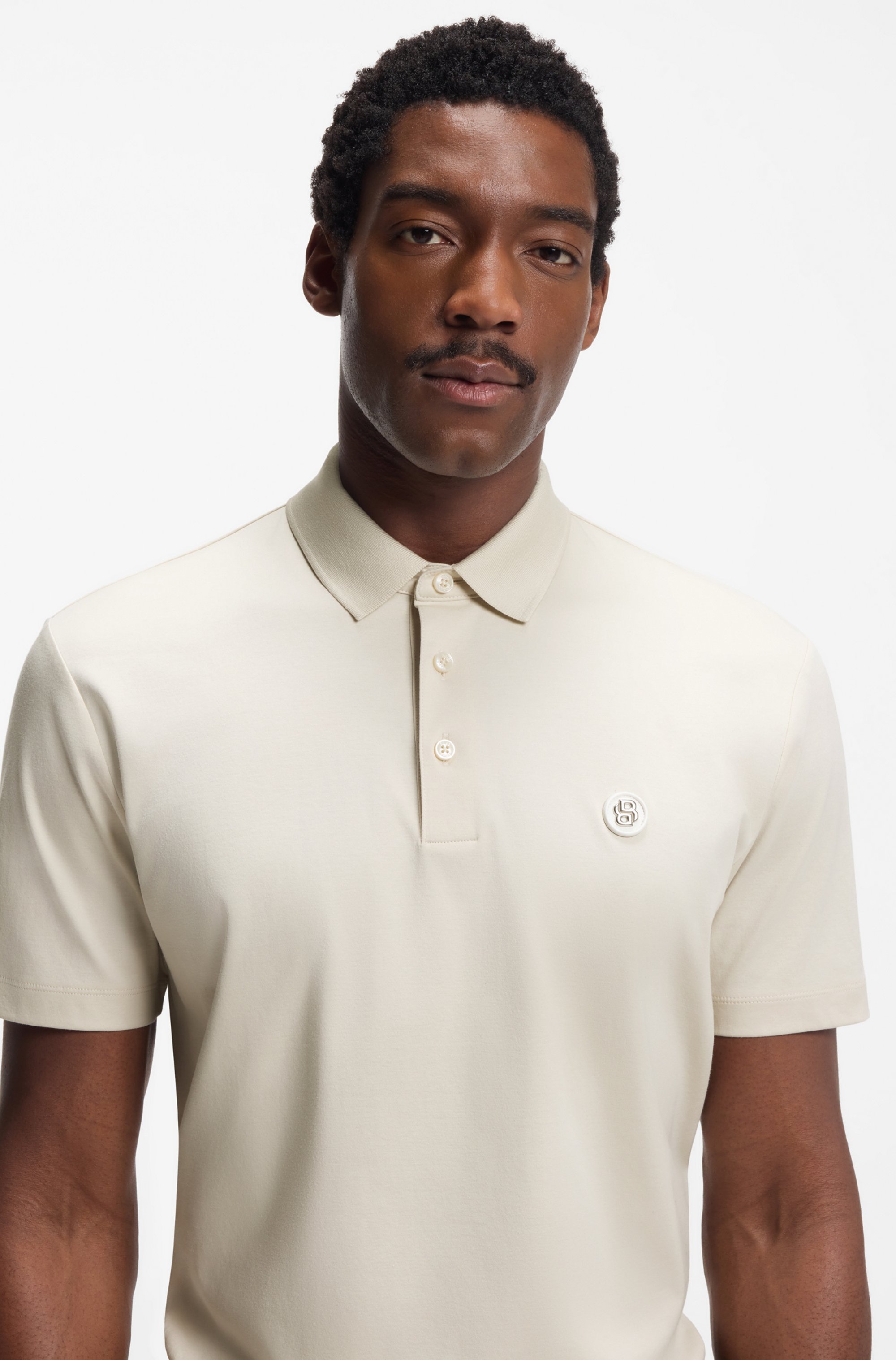 Mercerised-cotton polo shirt with Double B monogram