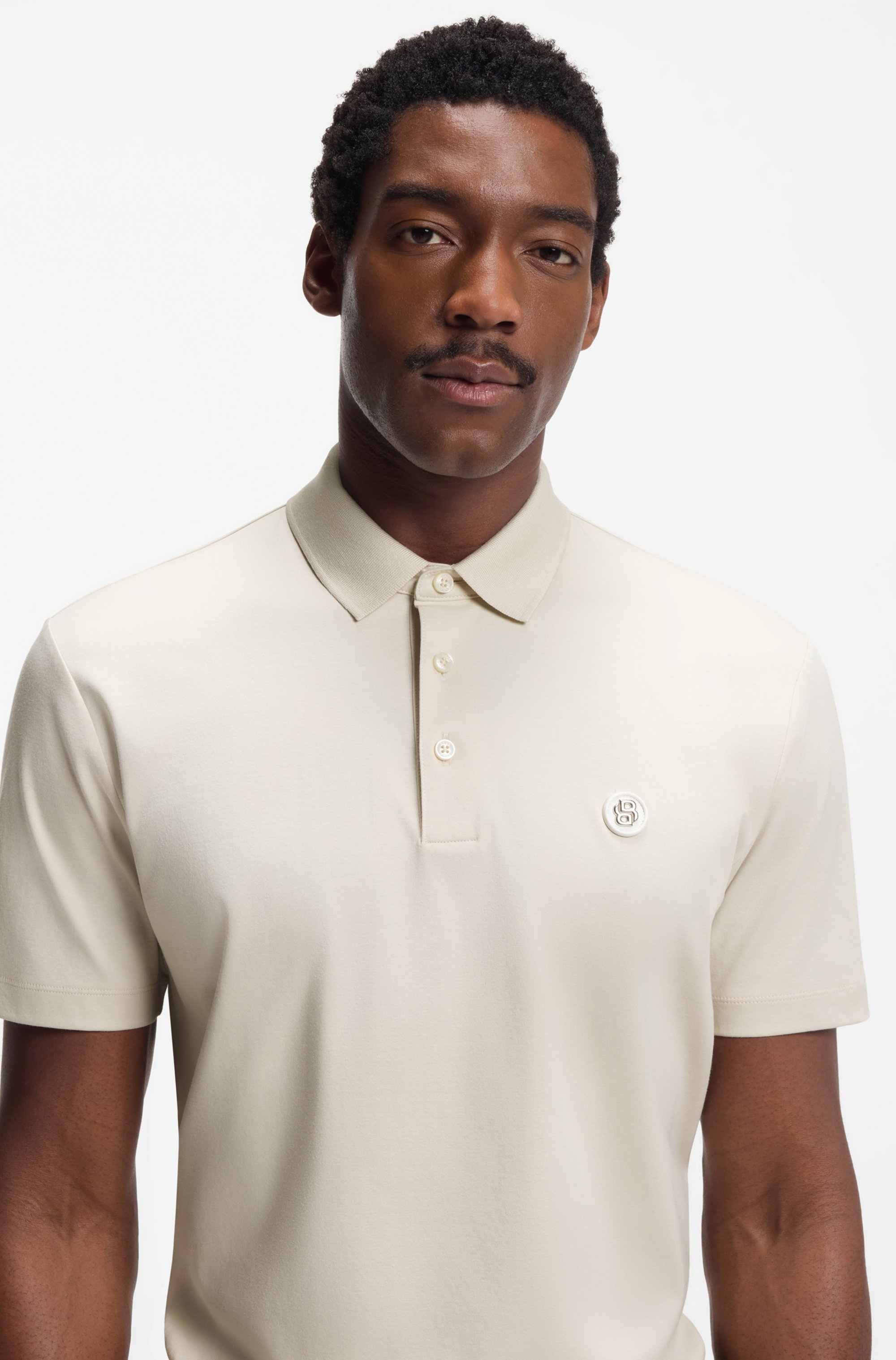 Mercerised-cotton polo shirt with Double B monogram