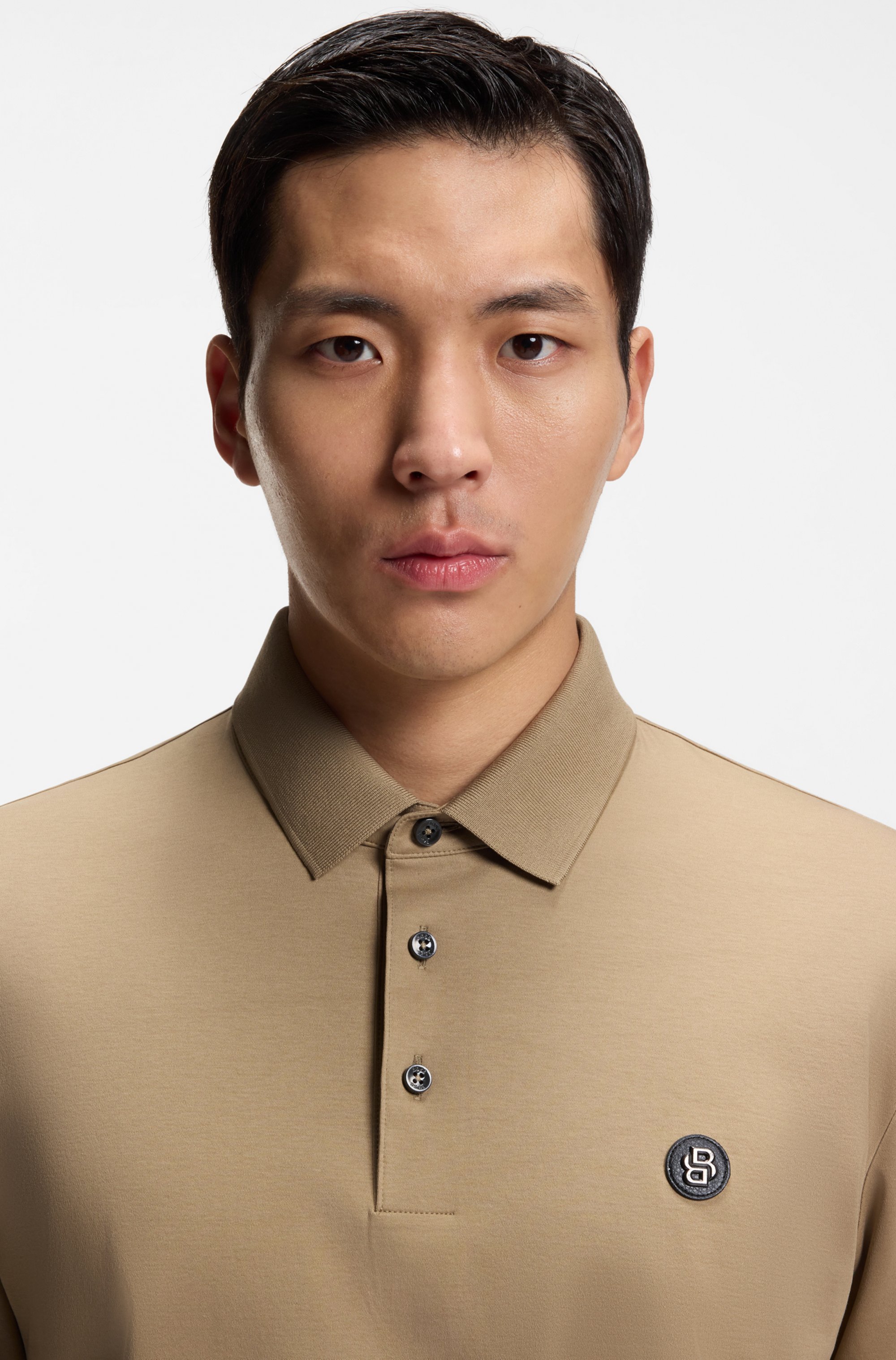 Mercerised-cotton polo shirt with Double B monogram