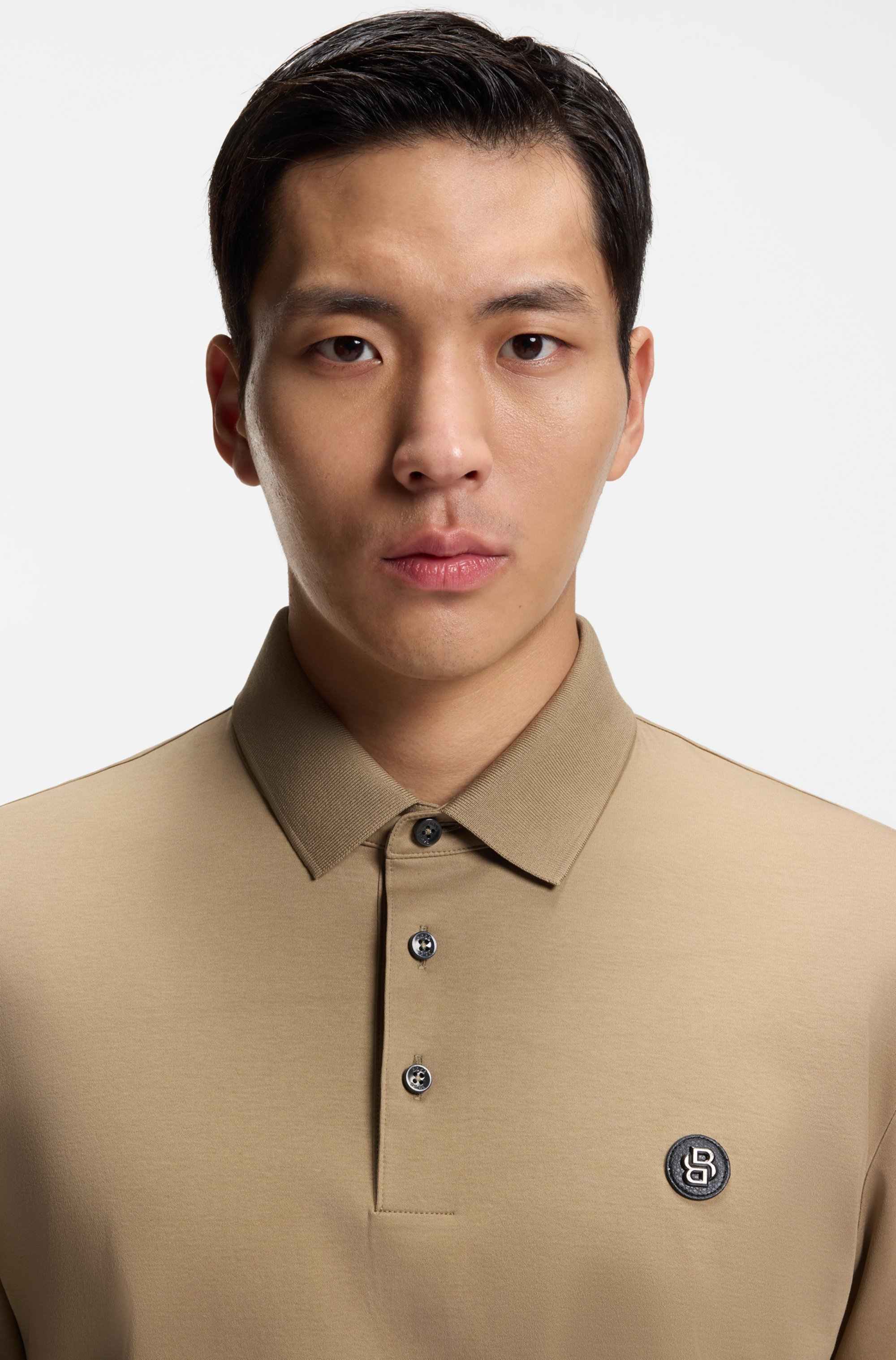 Mercerised-cotton polo shirt with Double B monogram
