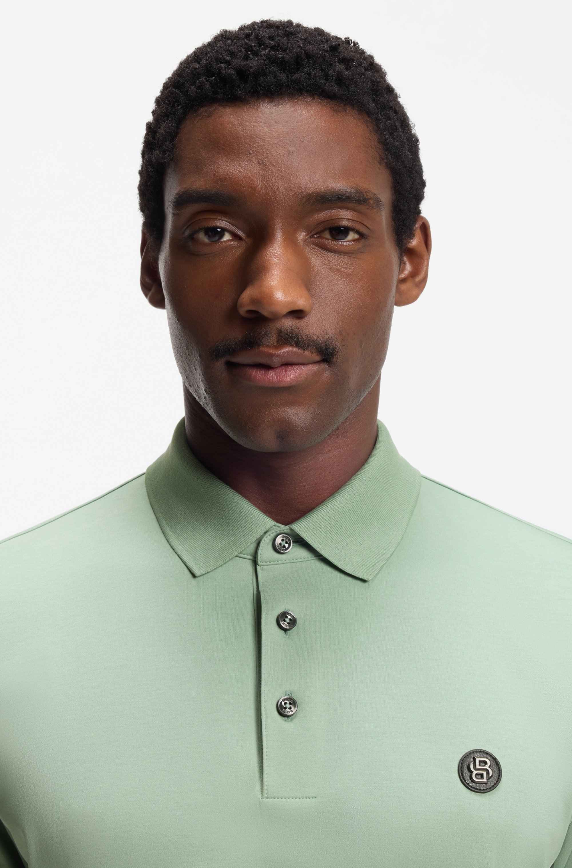 Mercerised-cotton polo shirt with Double B monogram
