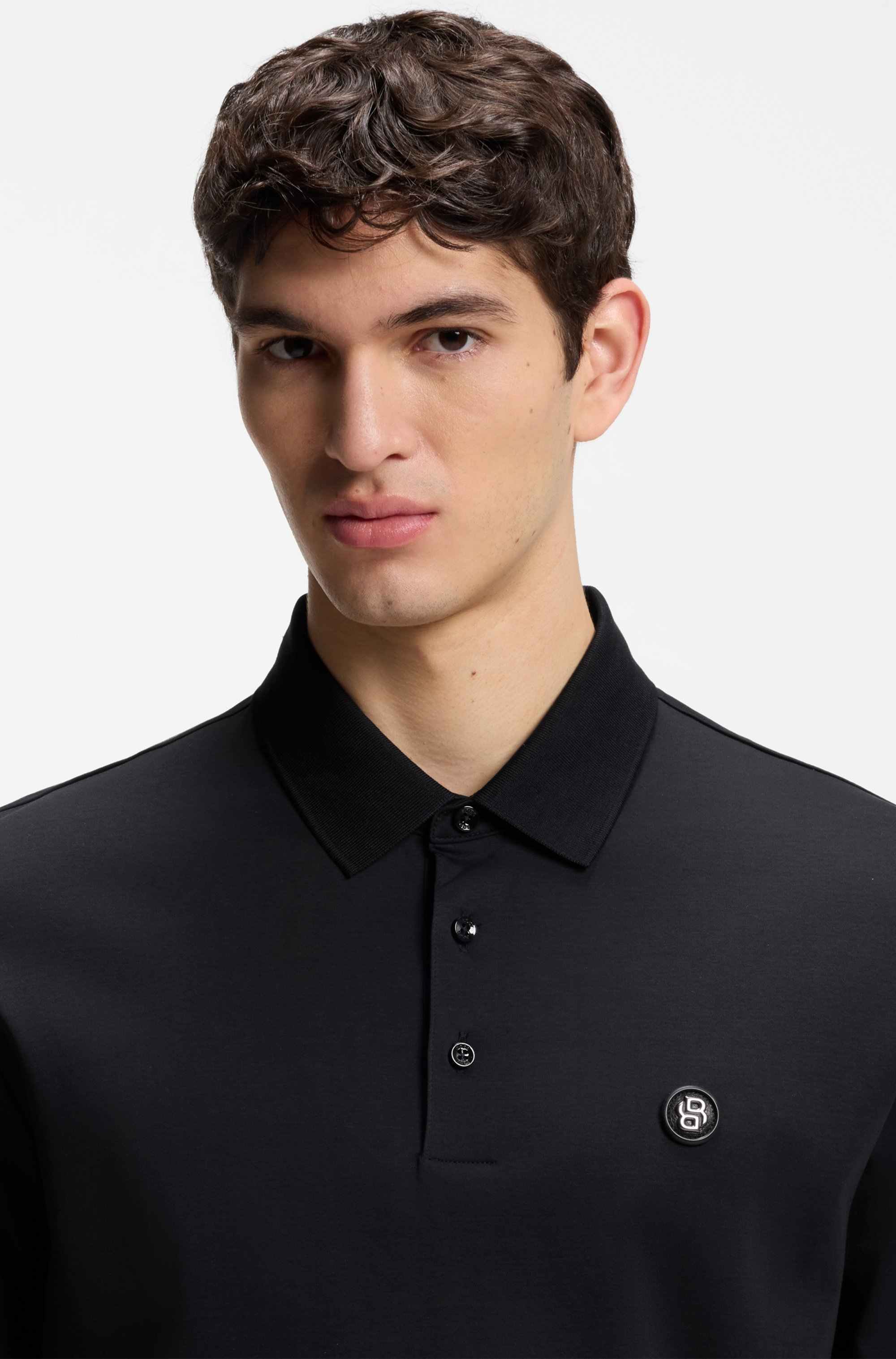 Mercerised-cotton polo shirt with Double B monogram