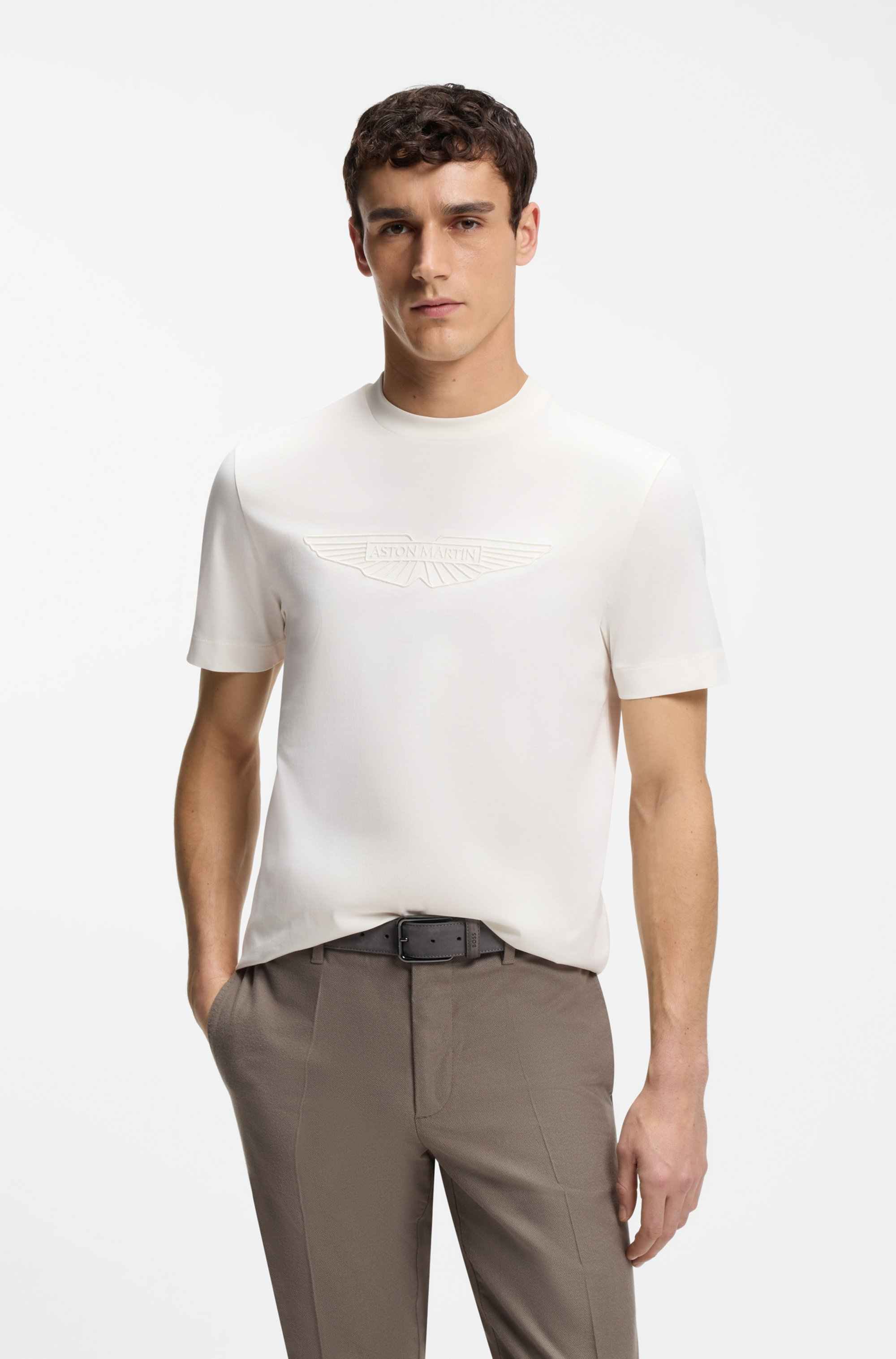 BOSS x ASTON MARTIN mercerised-cotton T-shirt with wing detail