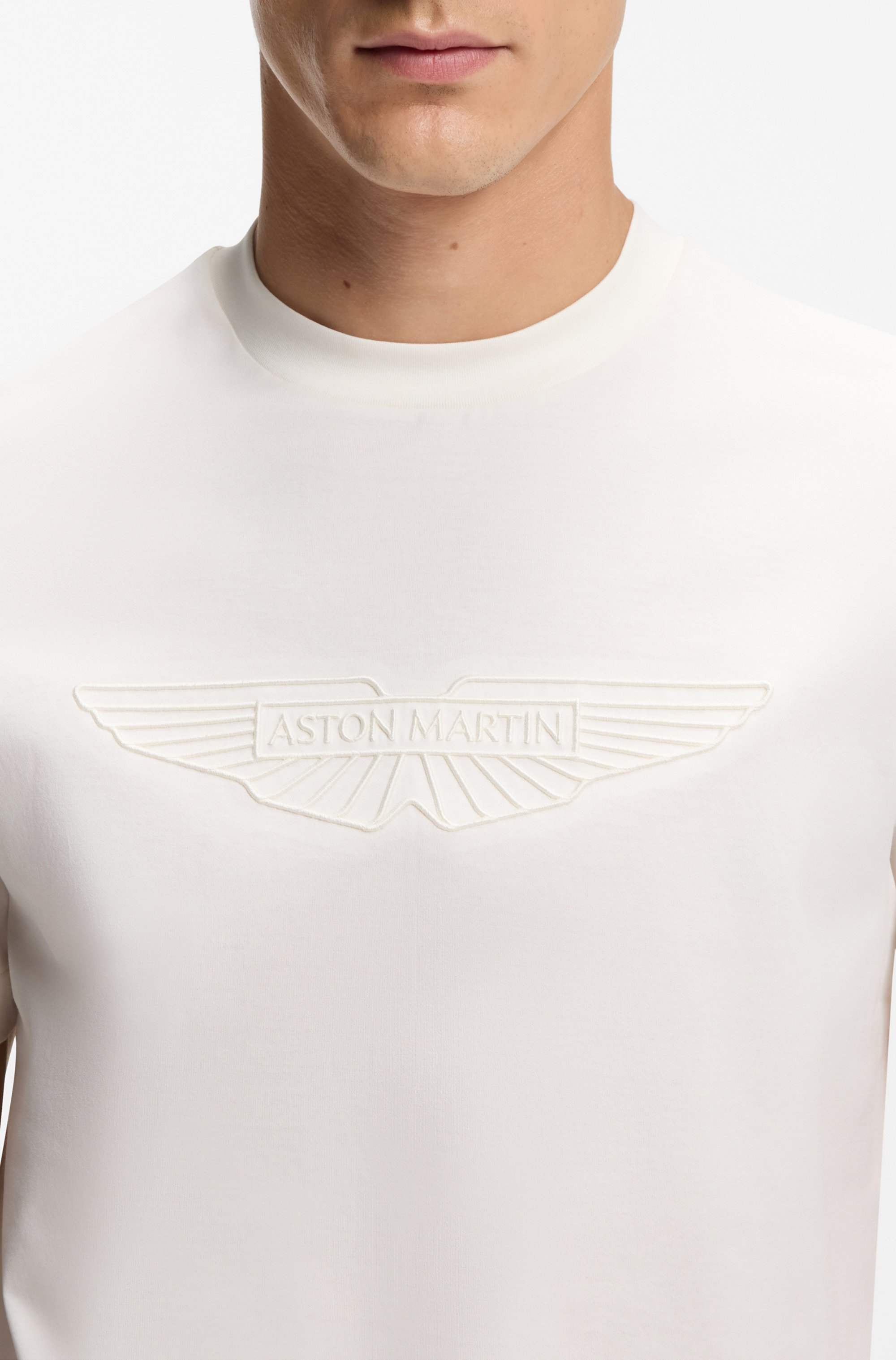 BOSS x ASTON MARTIN mercerised-cotton T-shirt with wing detail