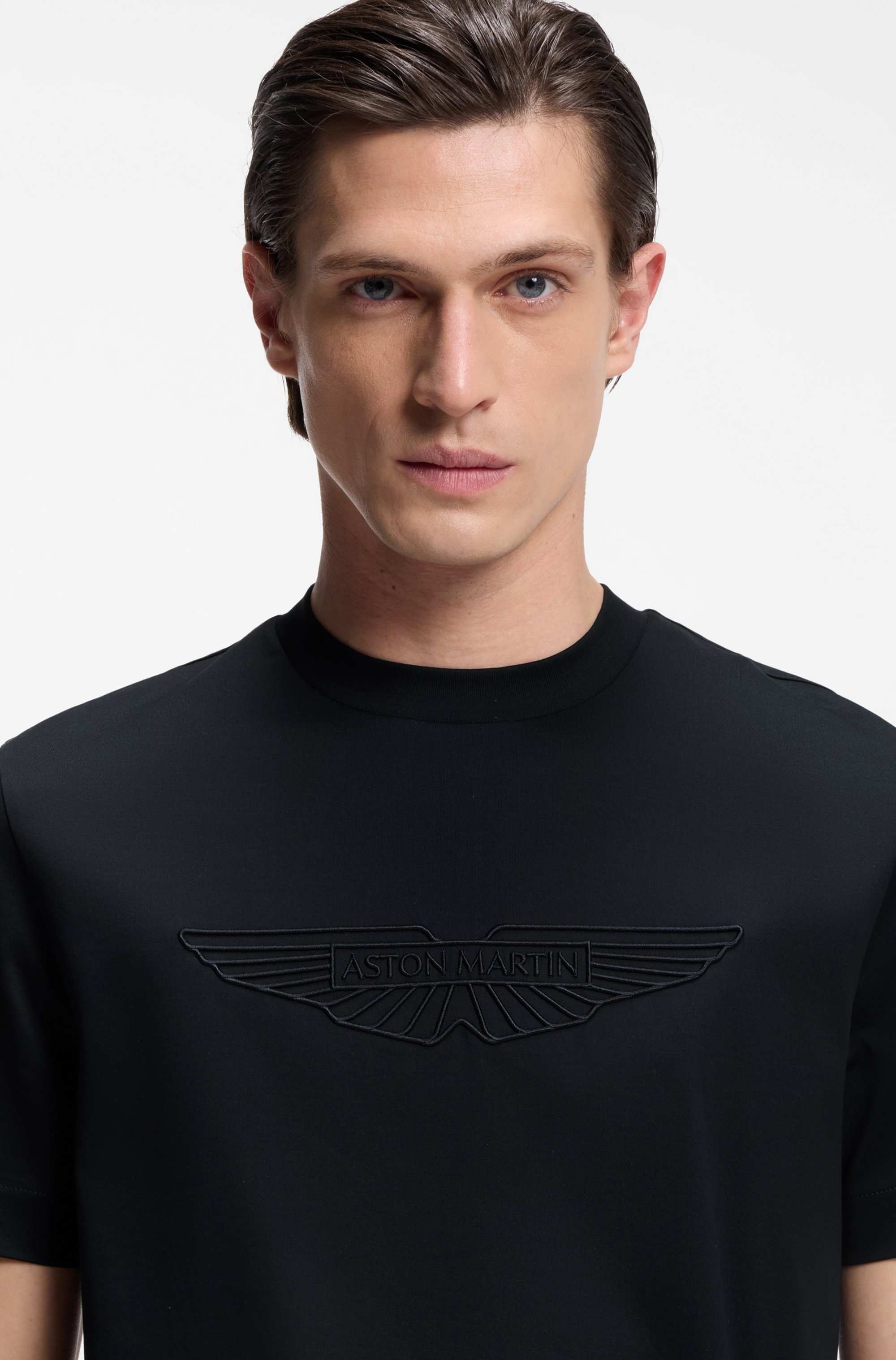 BOSS x ASTON MARTIN mercerised-cotton T-shirt with wing detail