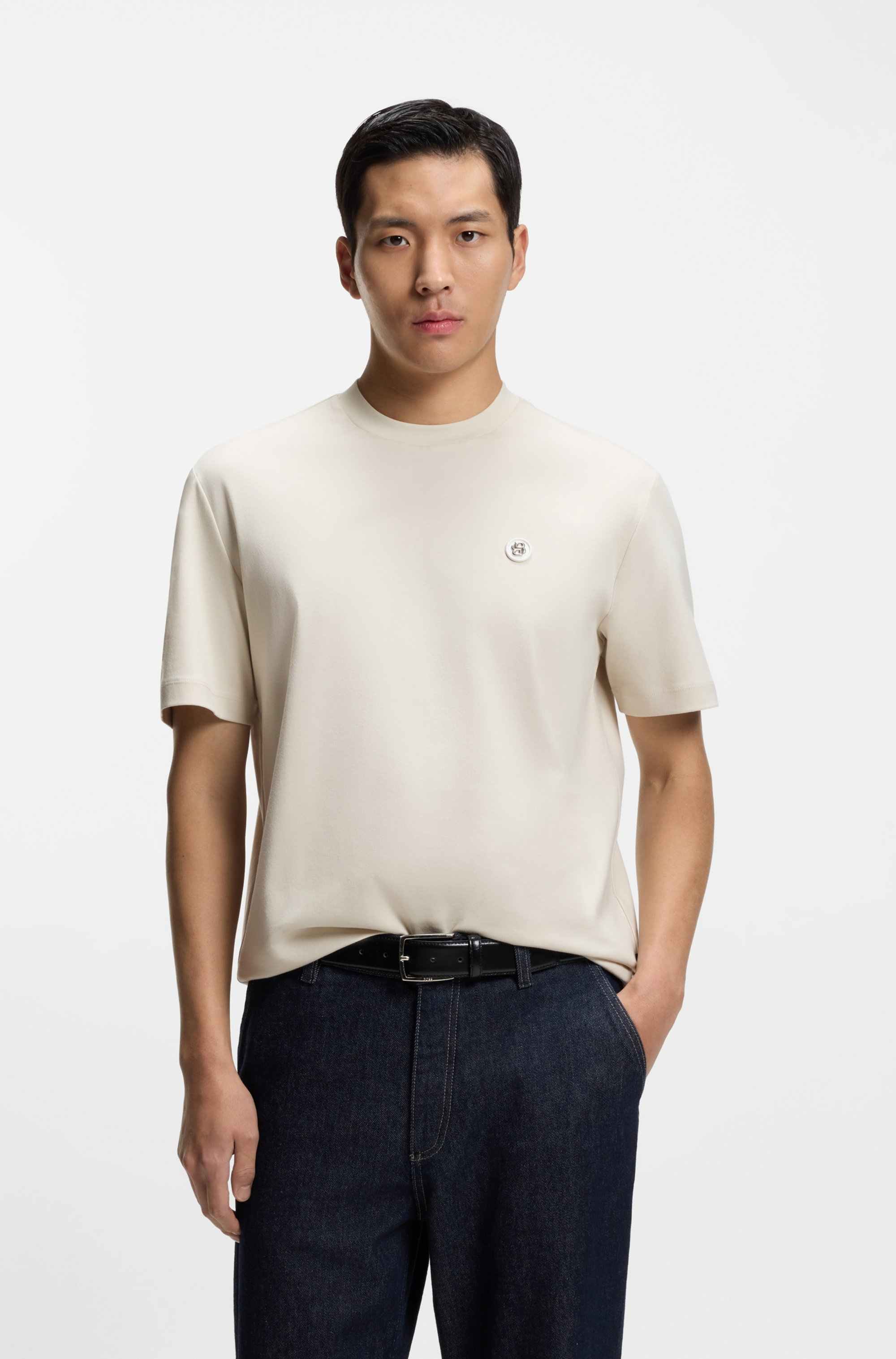 Mercerised-cotton T-shirt with Double B monogram