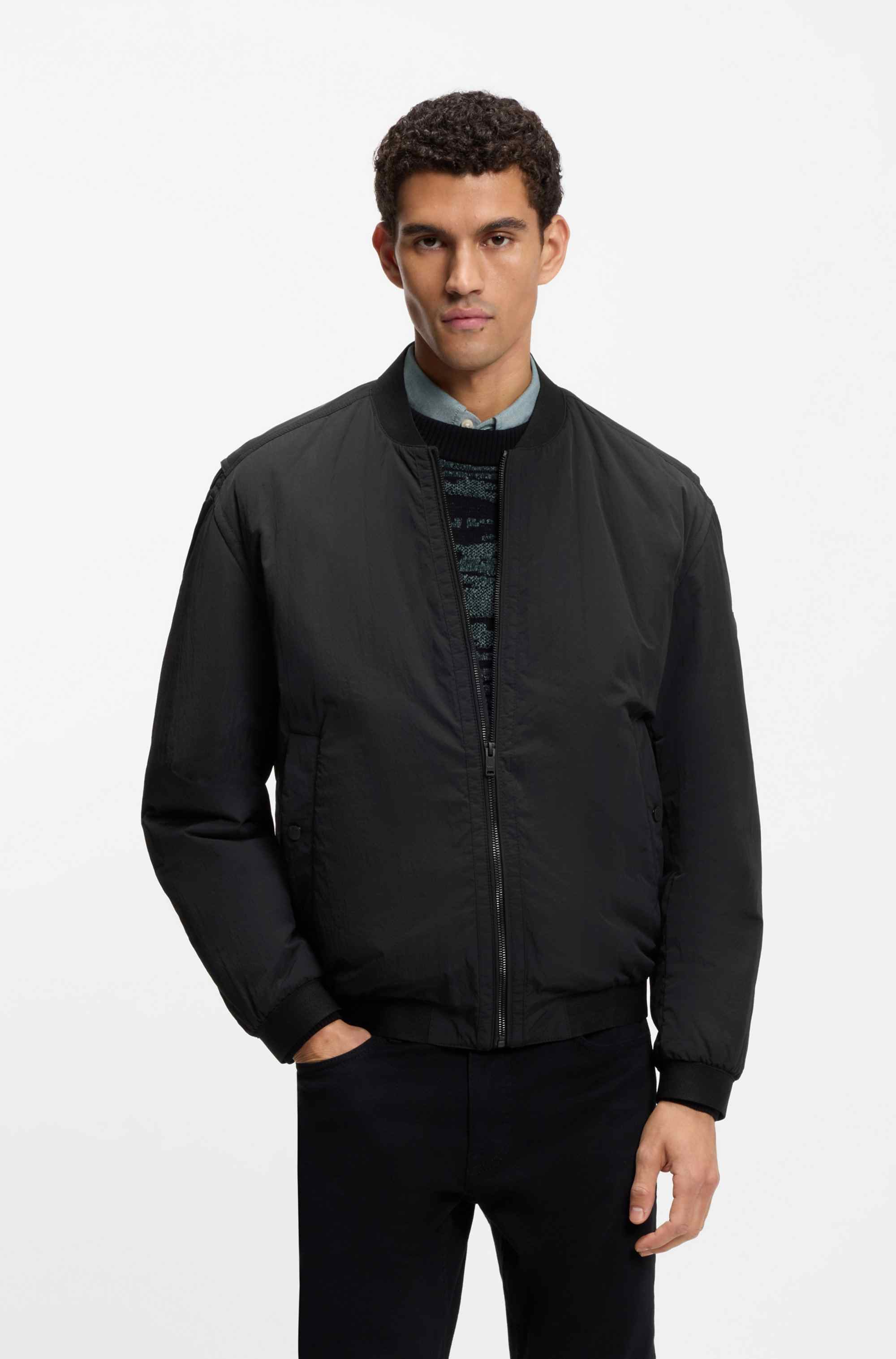 Water-repellent bomber jacket in soft-touch fabric