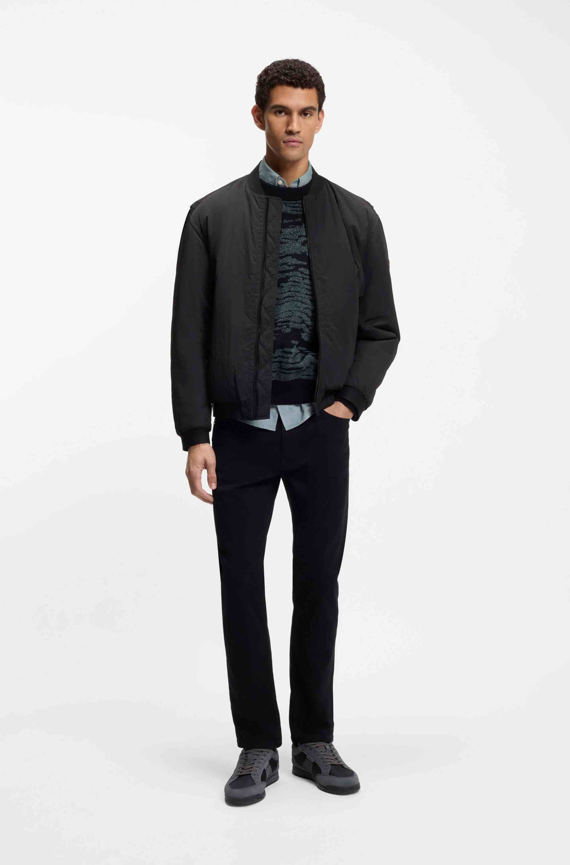 Water-repellent bomber jacket in soft-touch fabric