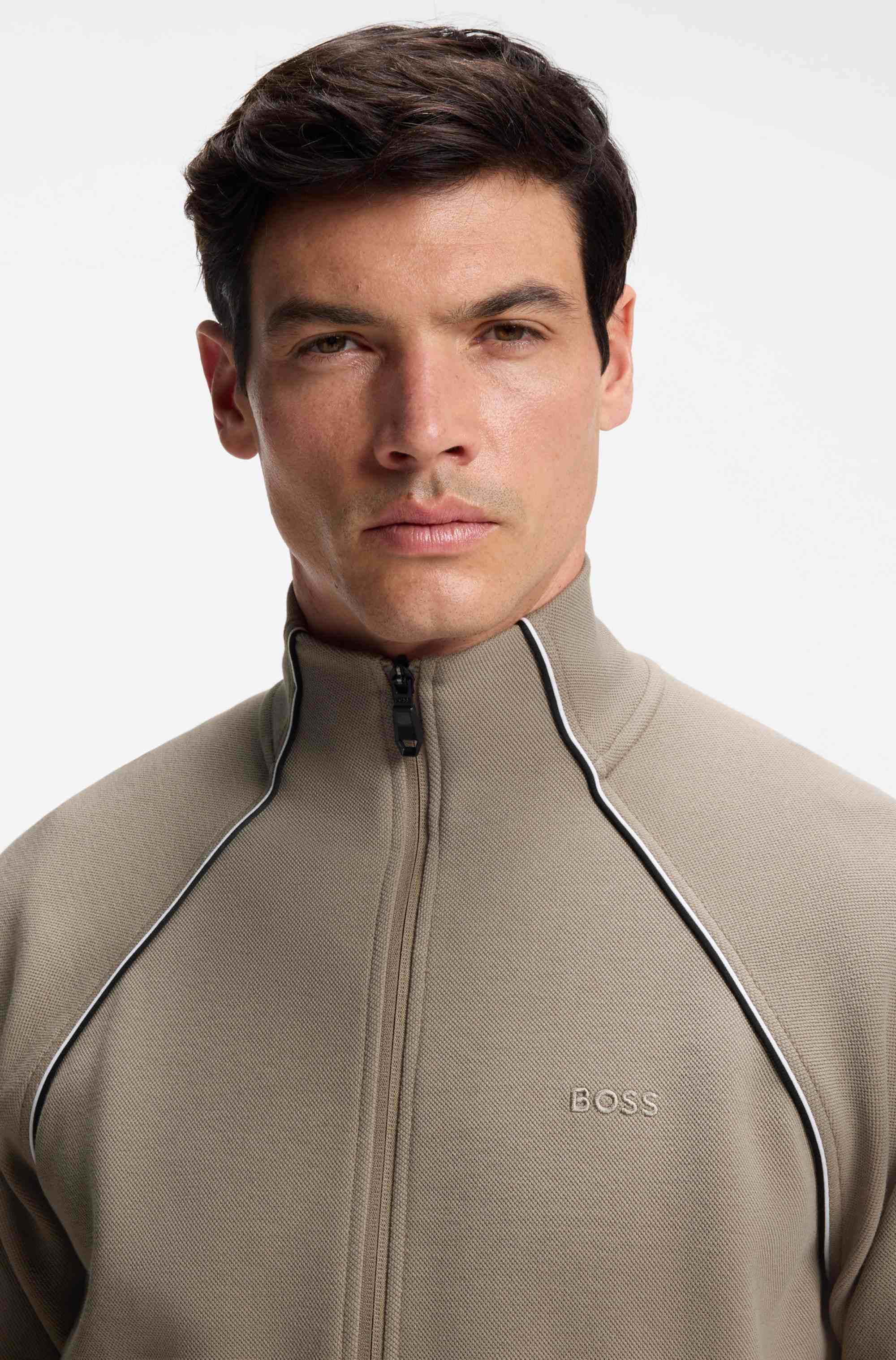 Cotton-blend tracksuit set with contrast piping