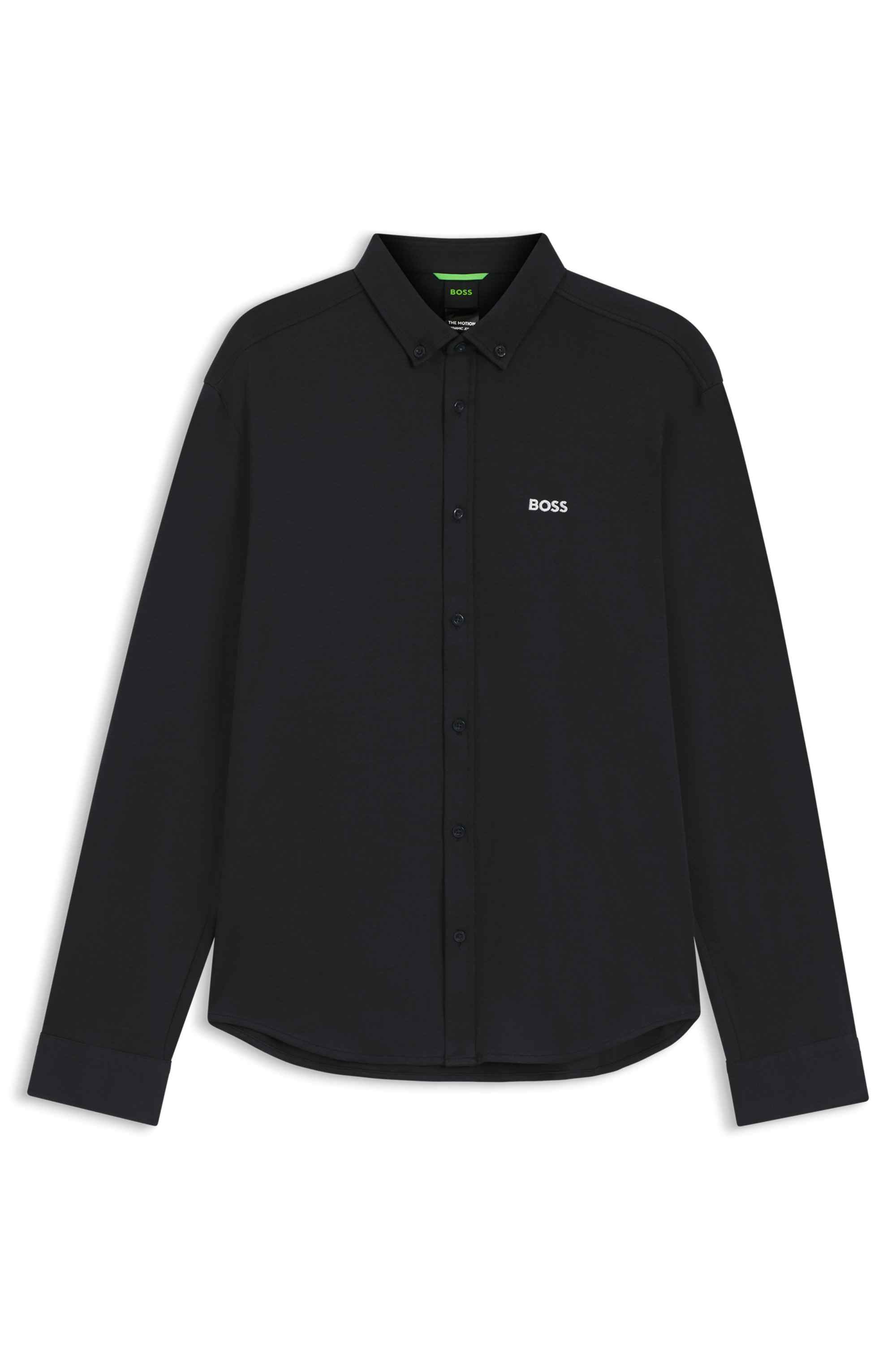 Regular-fit shirt in wrinkle-resistant cotton jersey