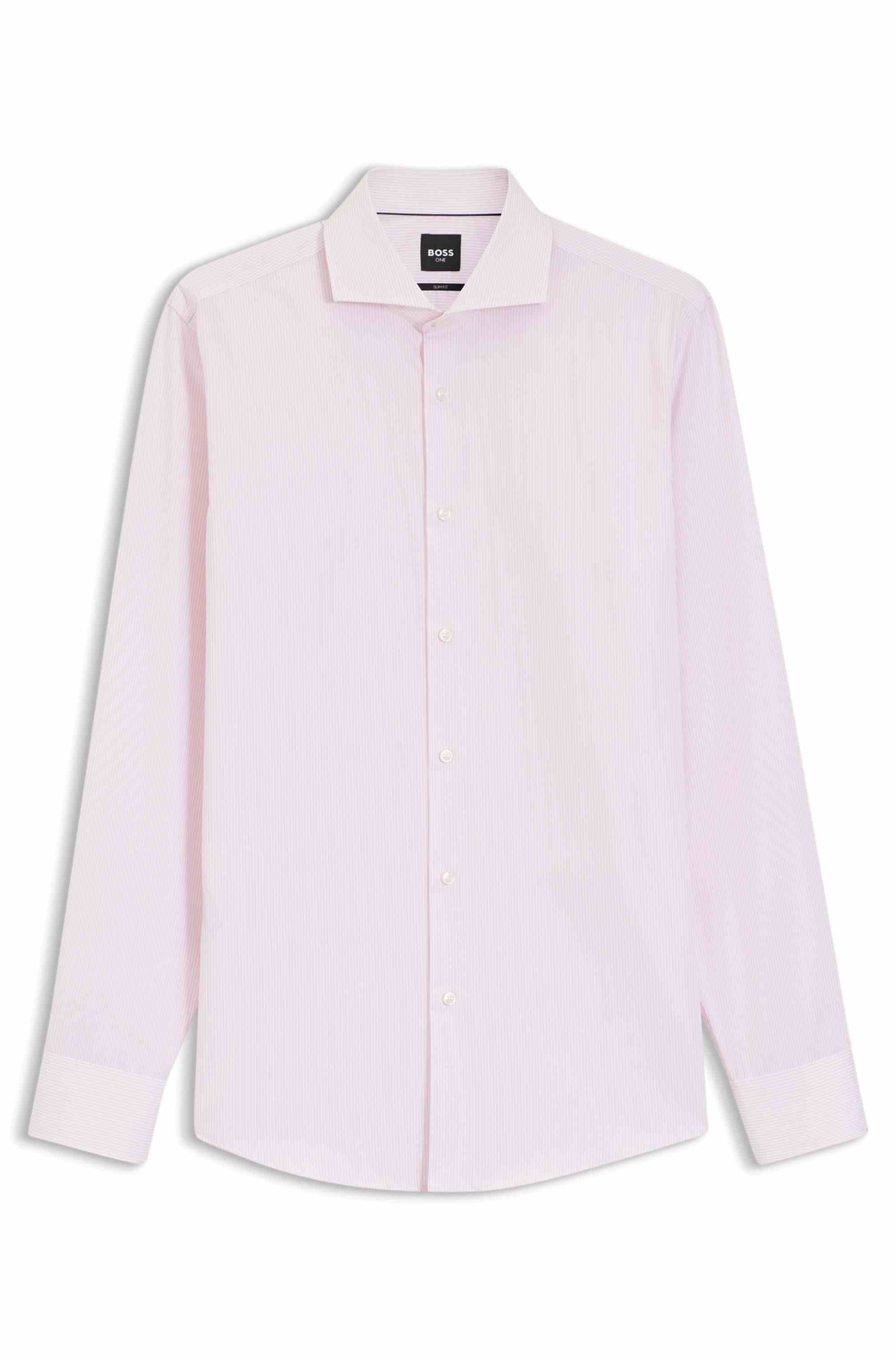 Slim-fit shirt in striped cotton twill