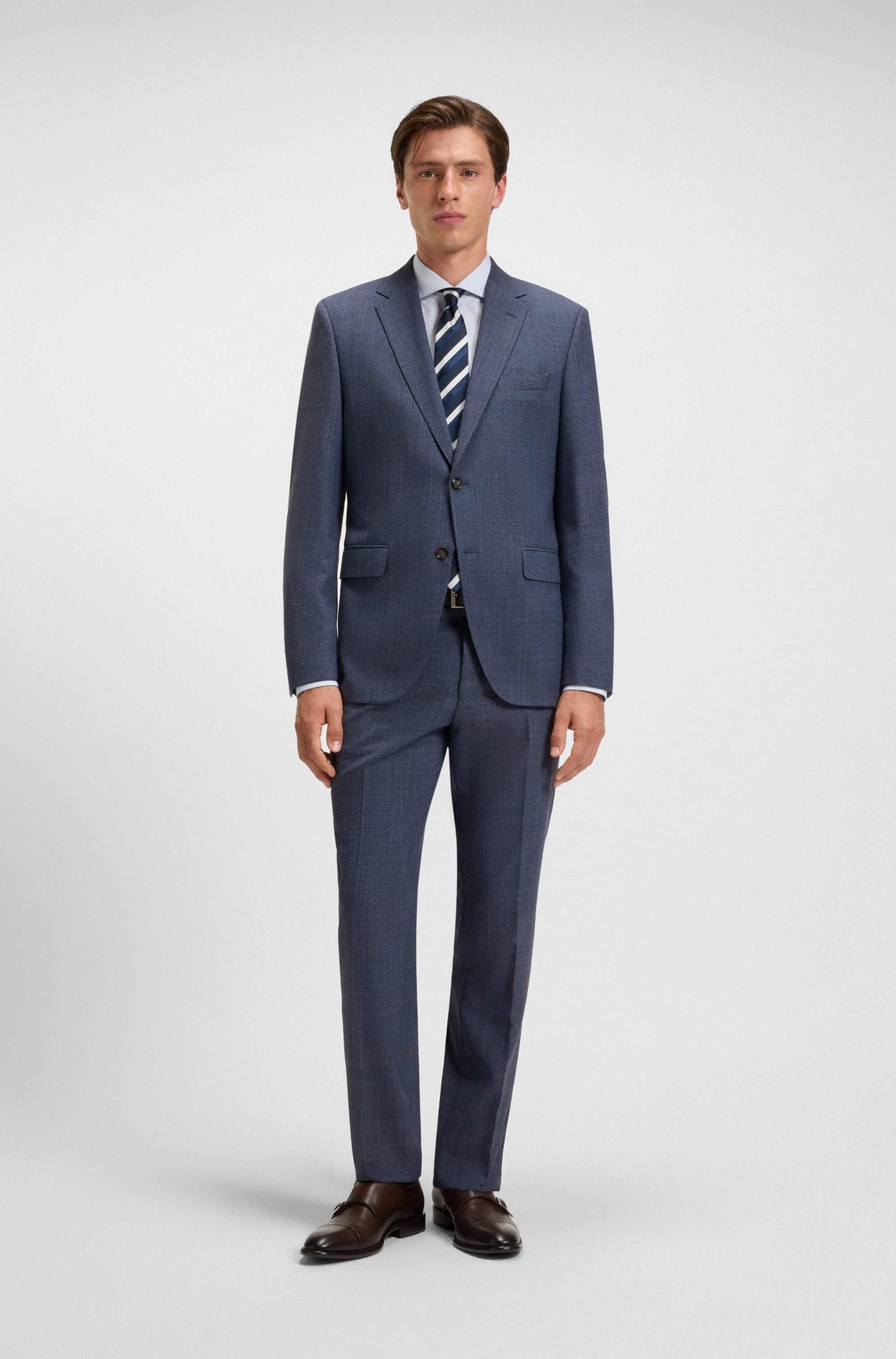 Two-piece regular-fit suit in patterned stretch cloth