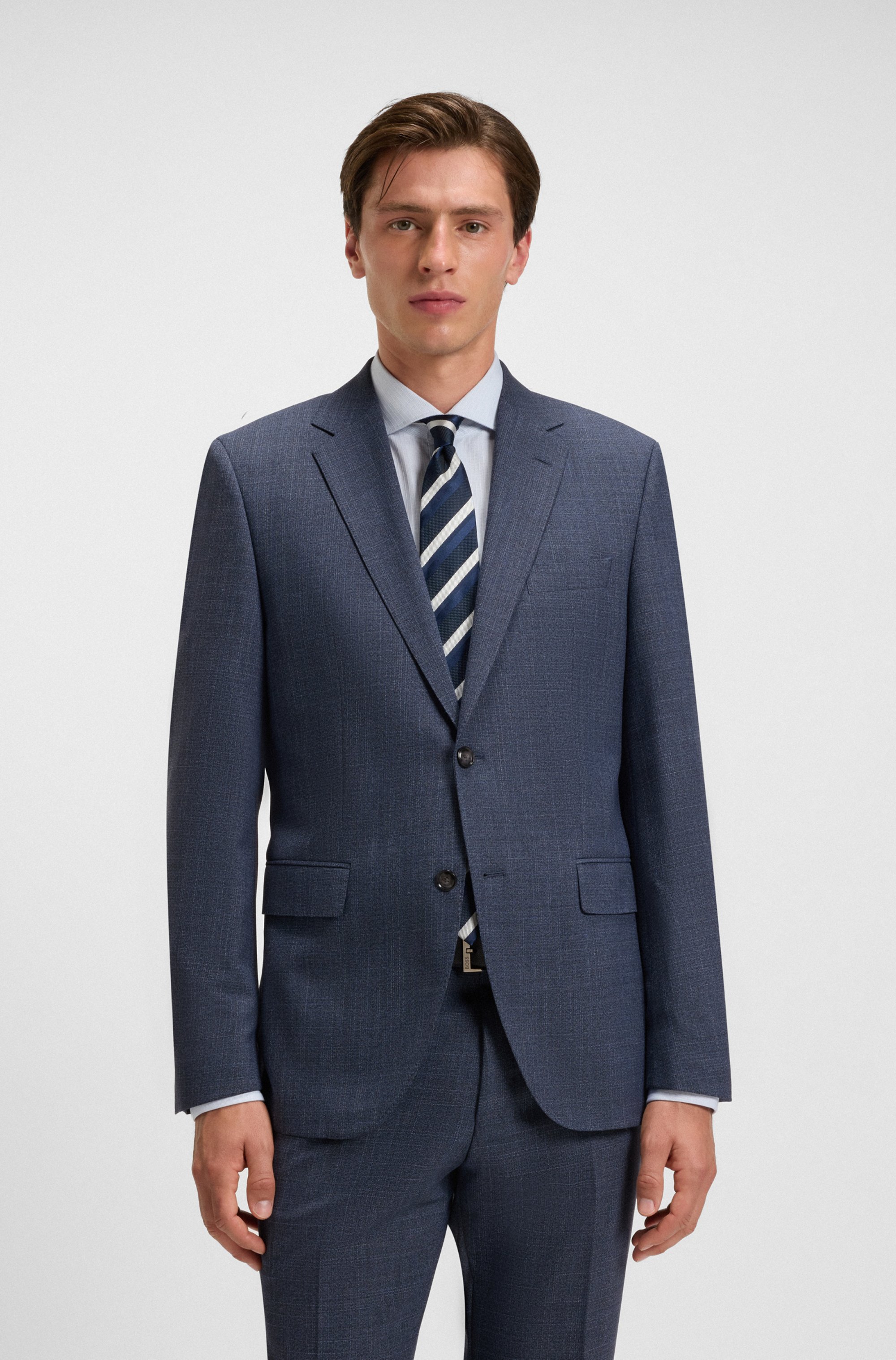 Two-piece regular-fit suit in patterned stretch cloth