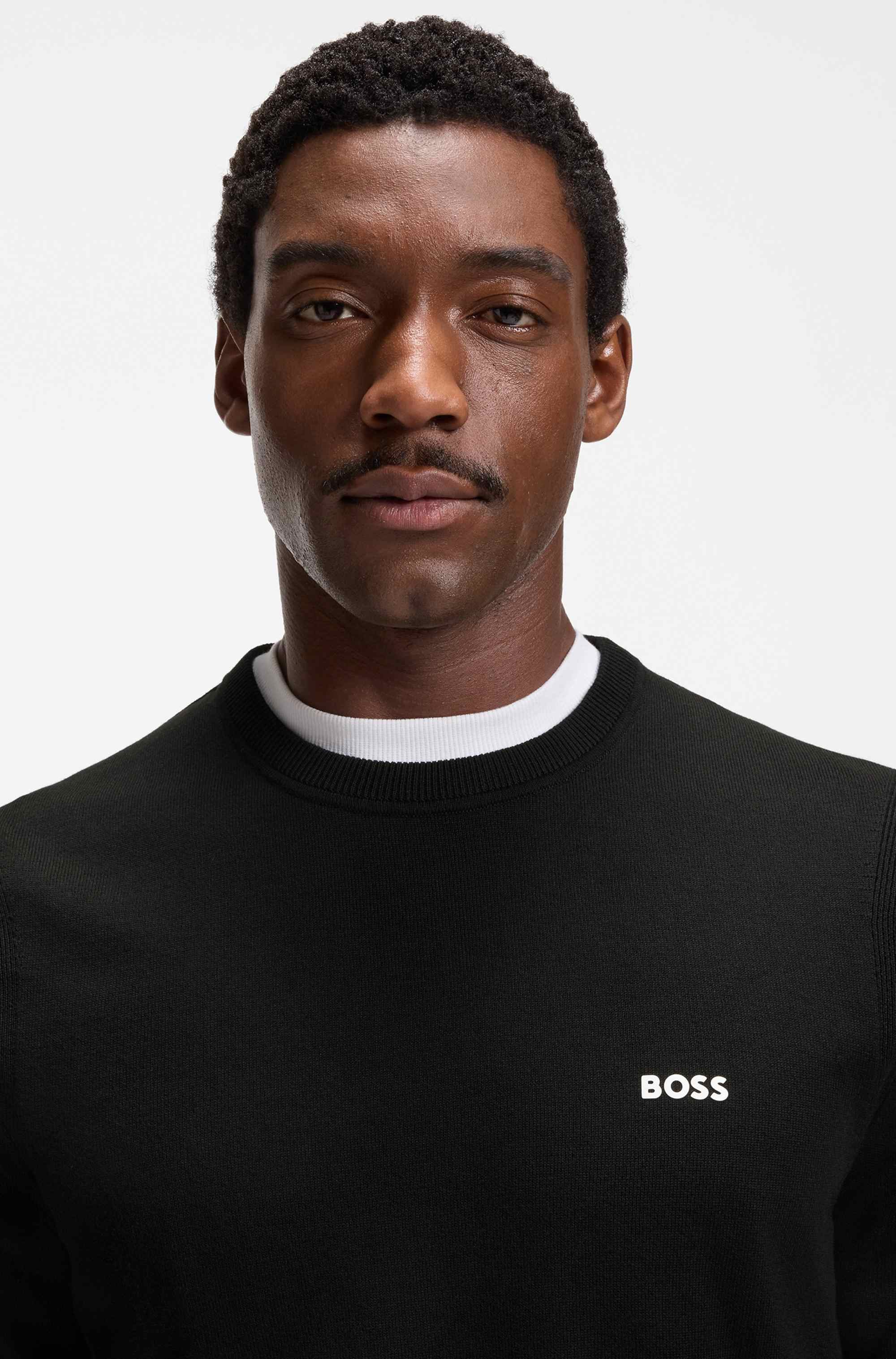 Cotton sweater with contrast logo