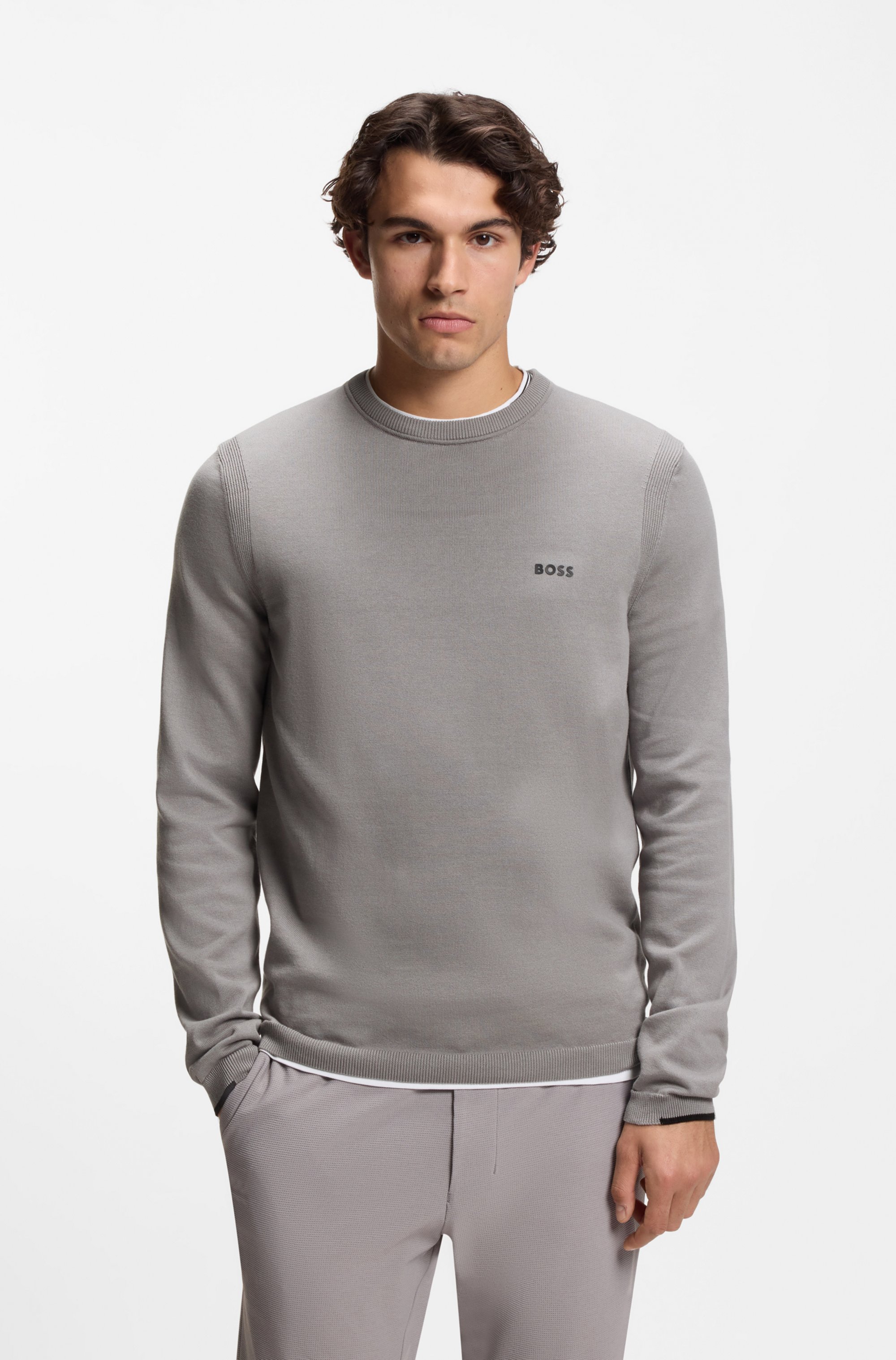 Cotton sweater with contrast logo