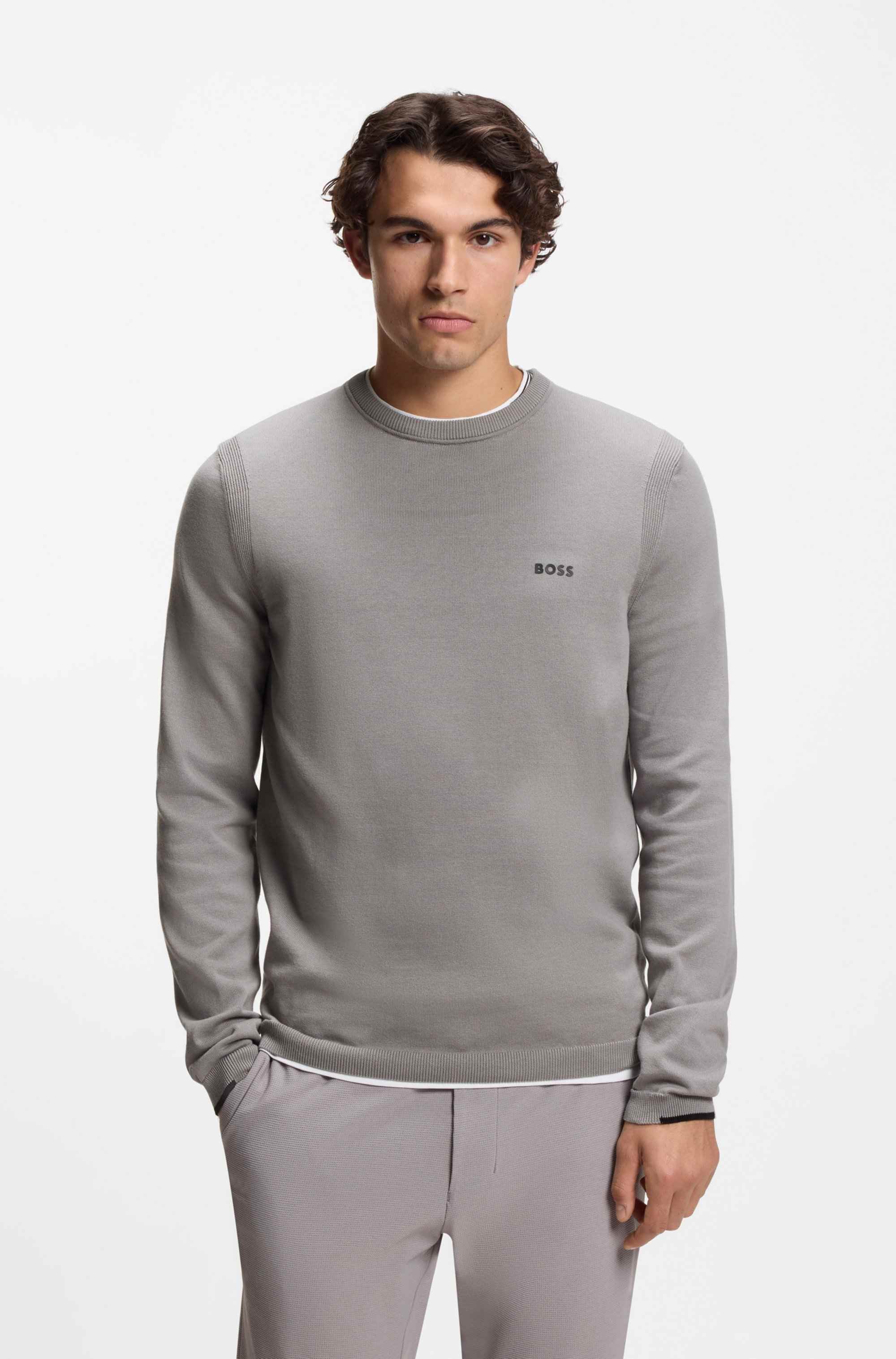 Cotton sweater with contrast logo