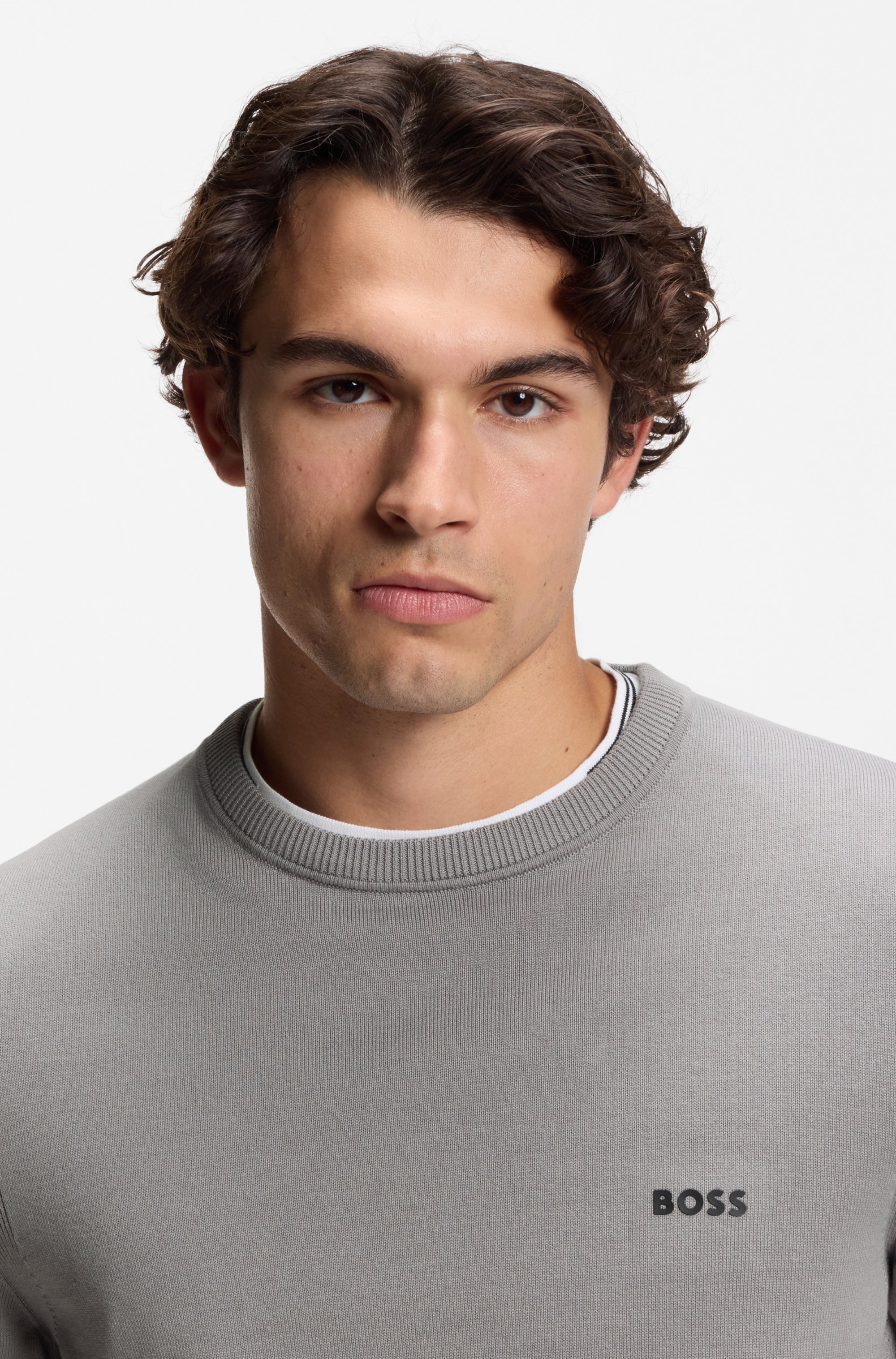 Cotton sweater with contrast logo