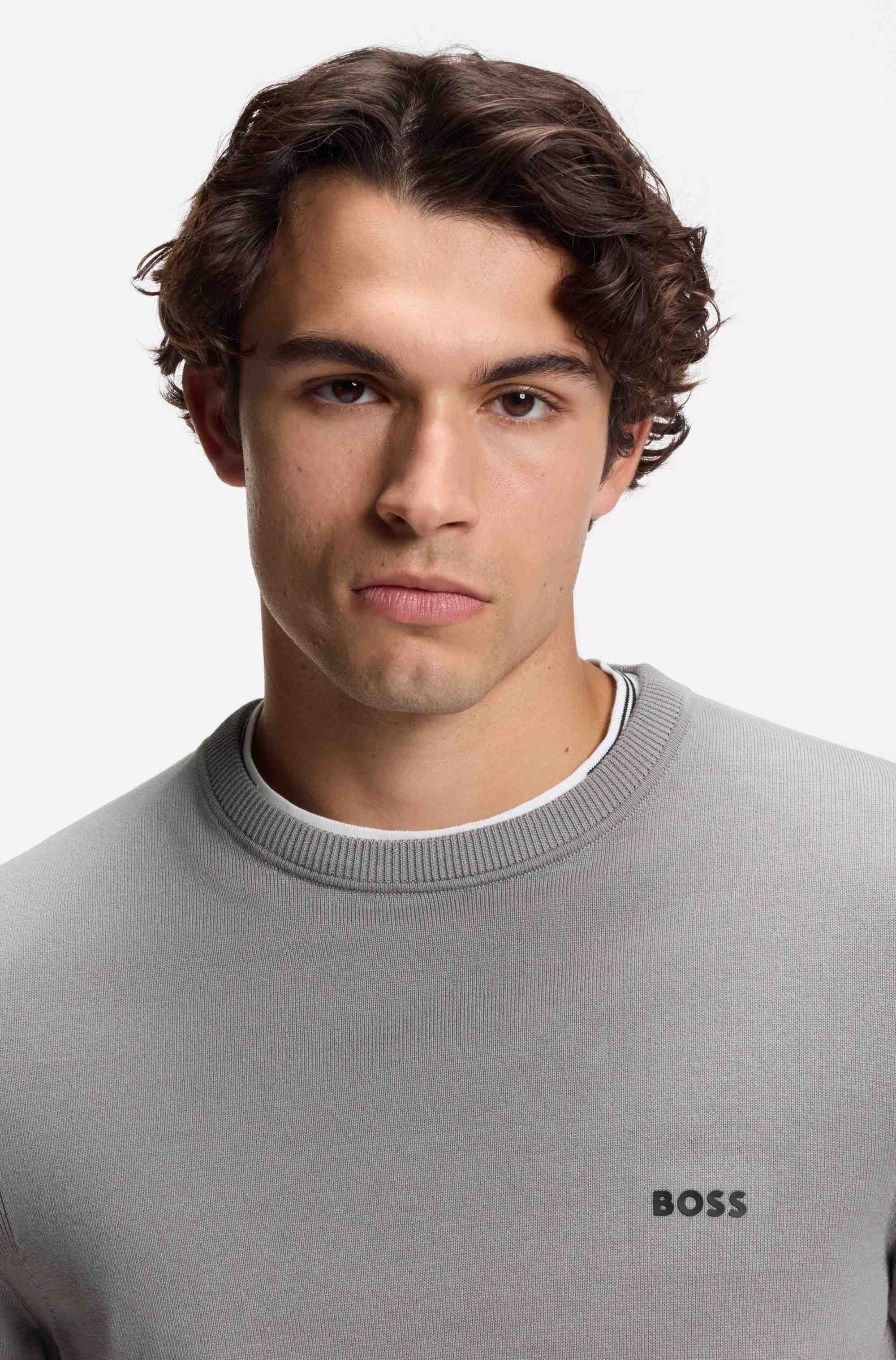 Cotton sweater with contrast logo