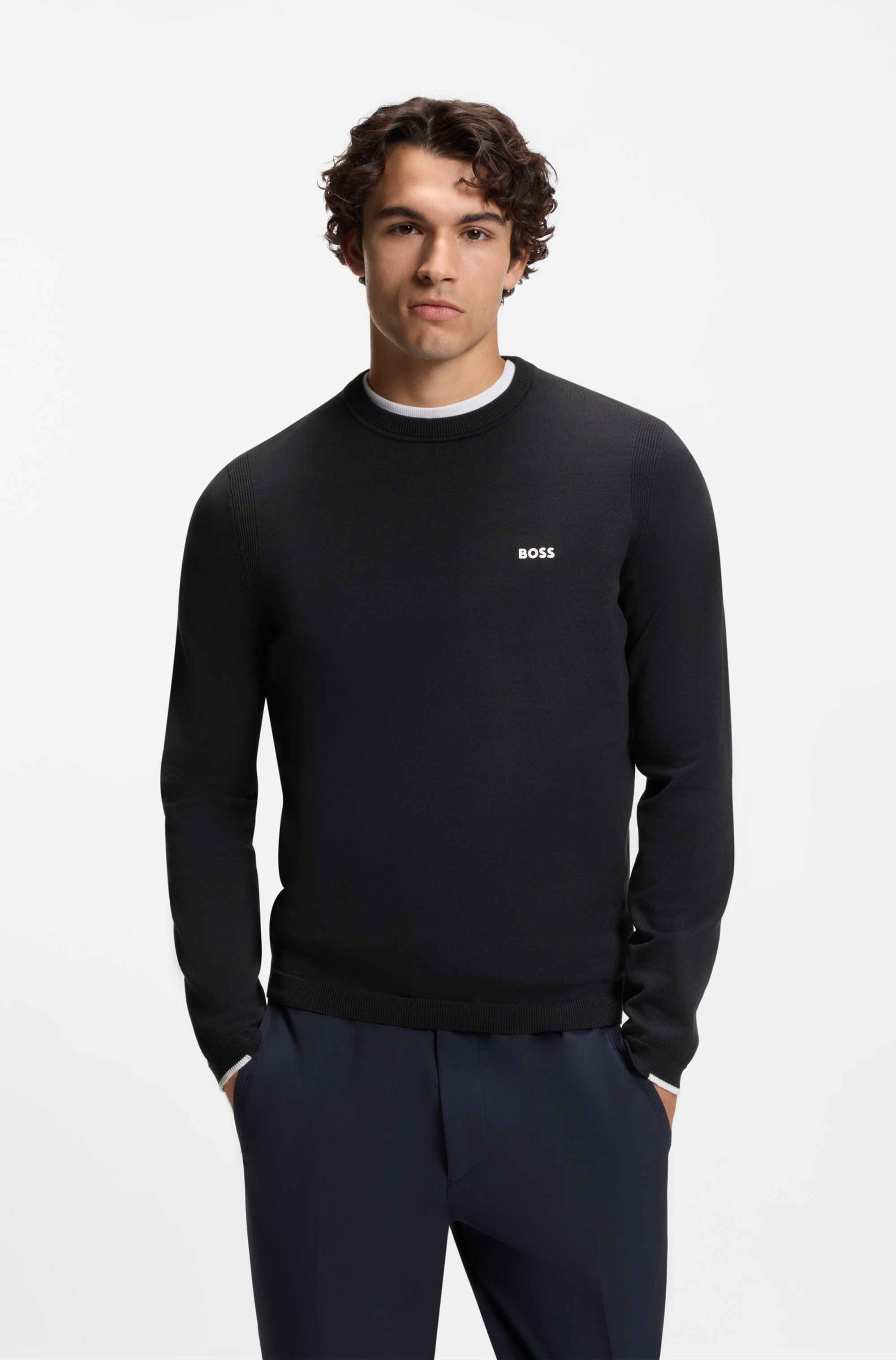 Cotton sweater with contrast logo