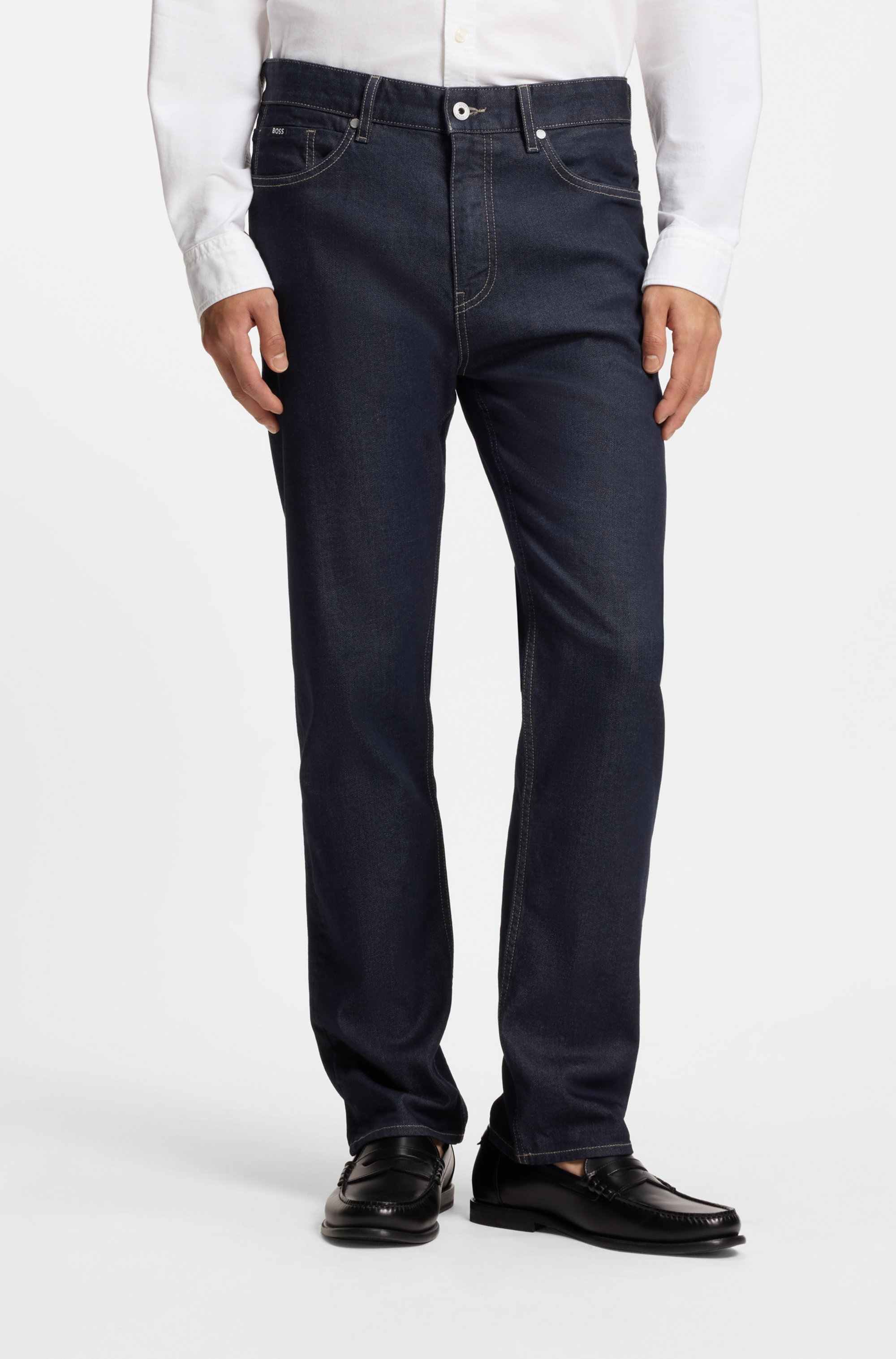 Straight-fit jeans in indigo stretch denim