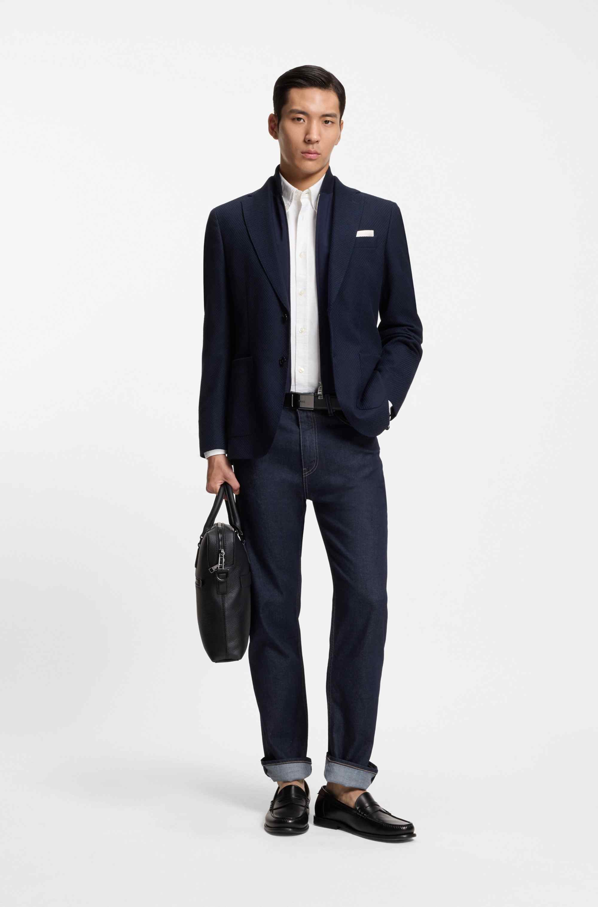 Straight-fit jeans in indigo stretch denim