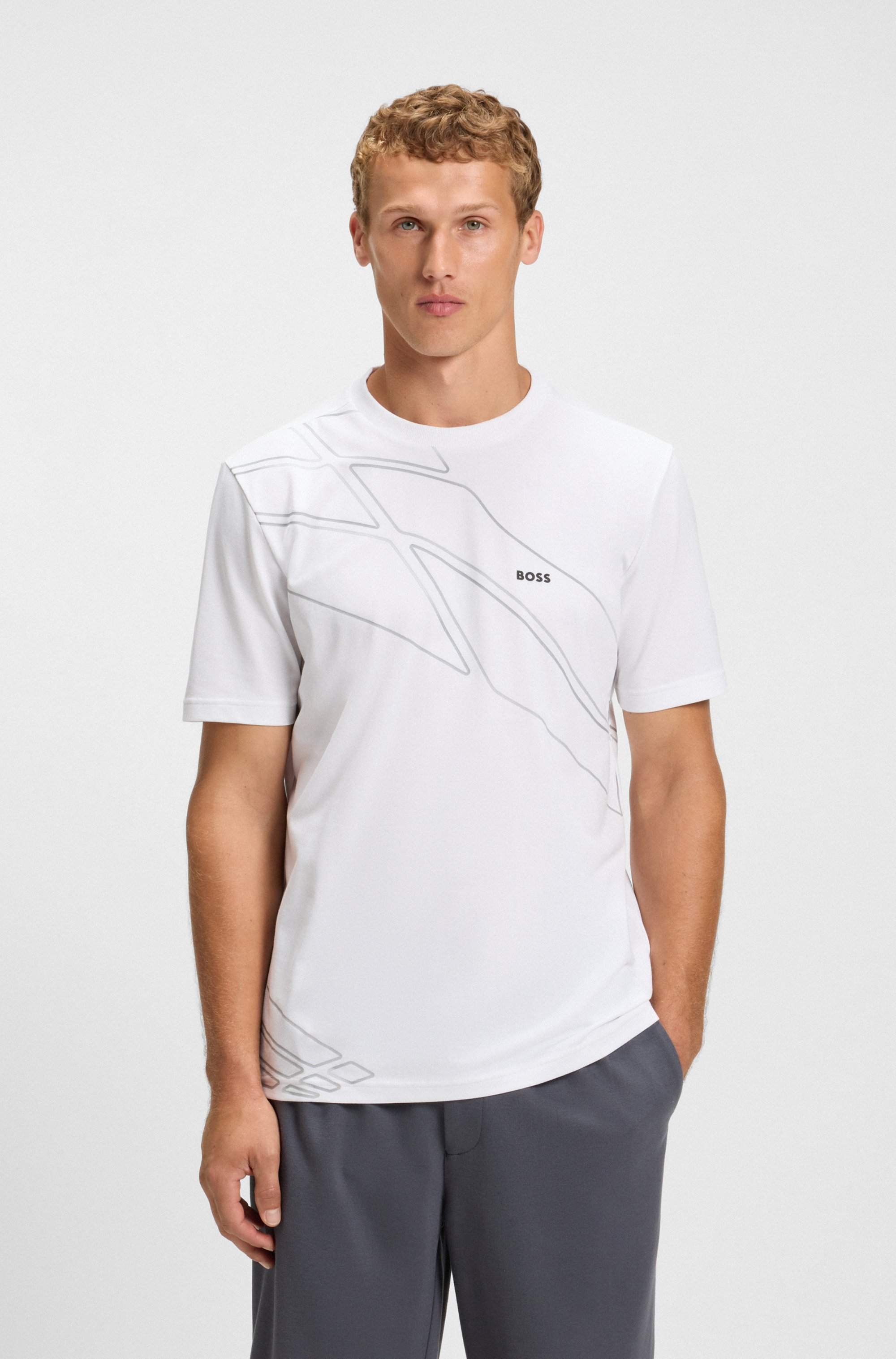 Active T-shirt in moisture-wicking stretch piqué