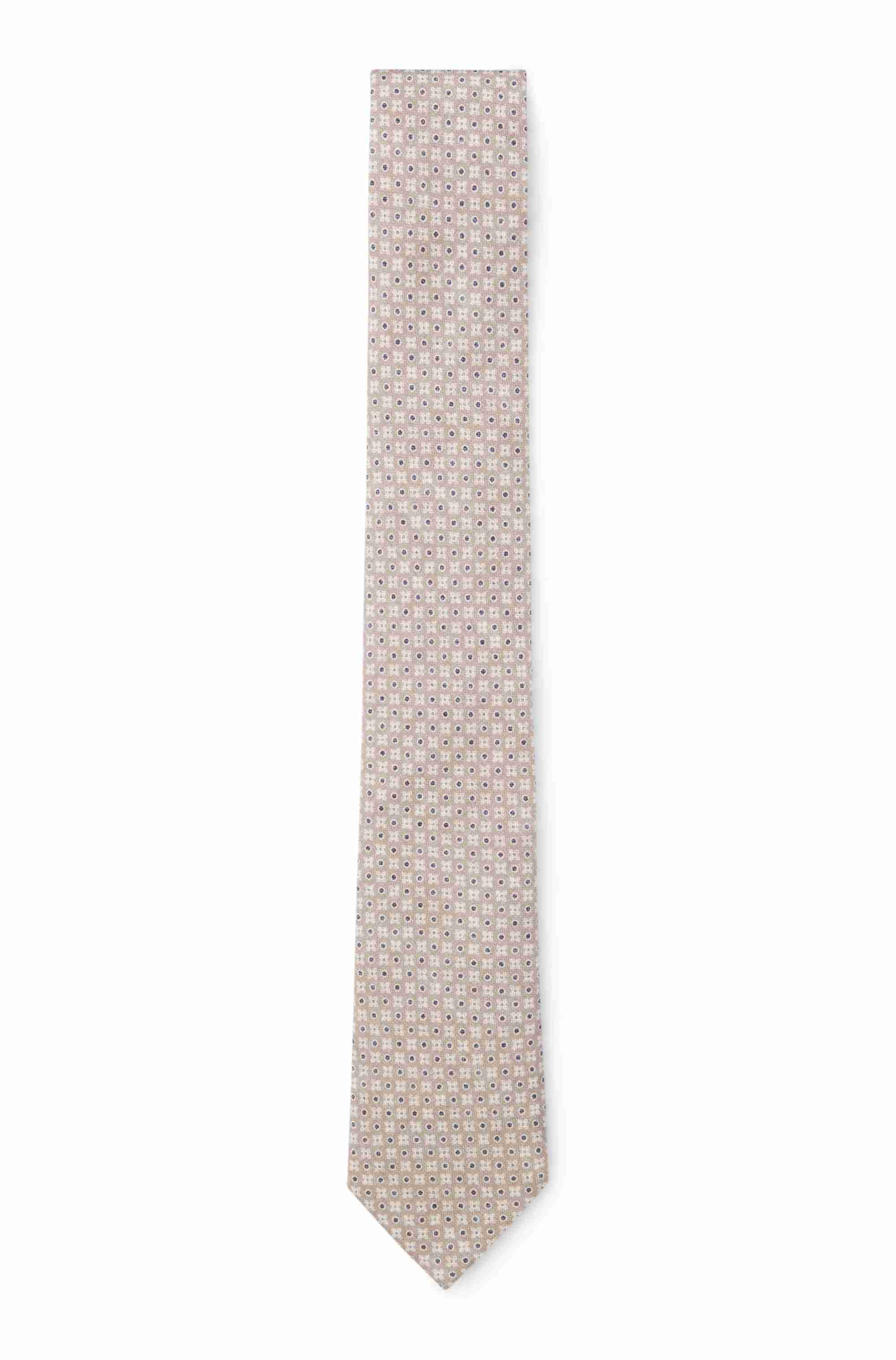 Patterned tie in cotton and wool