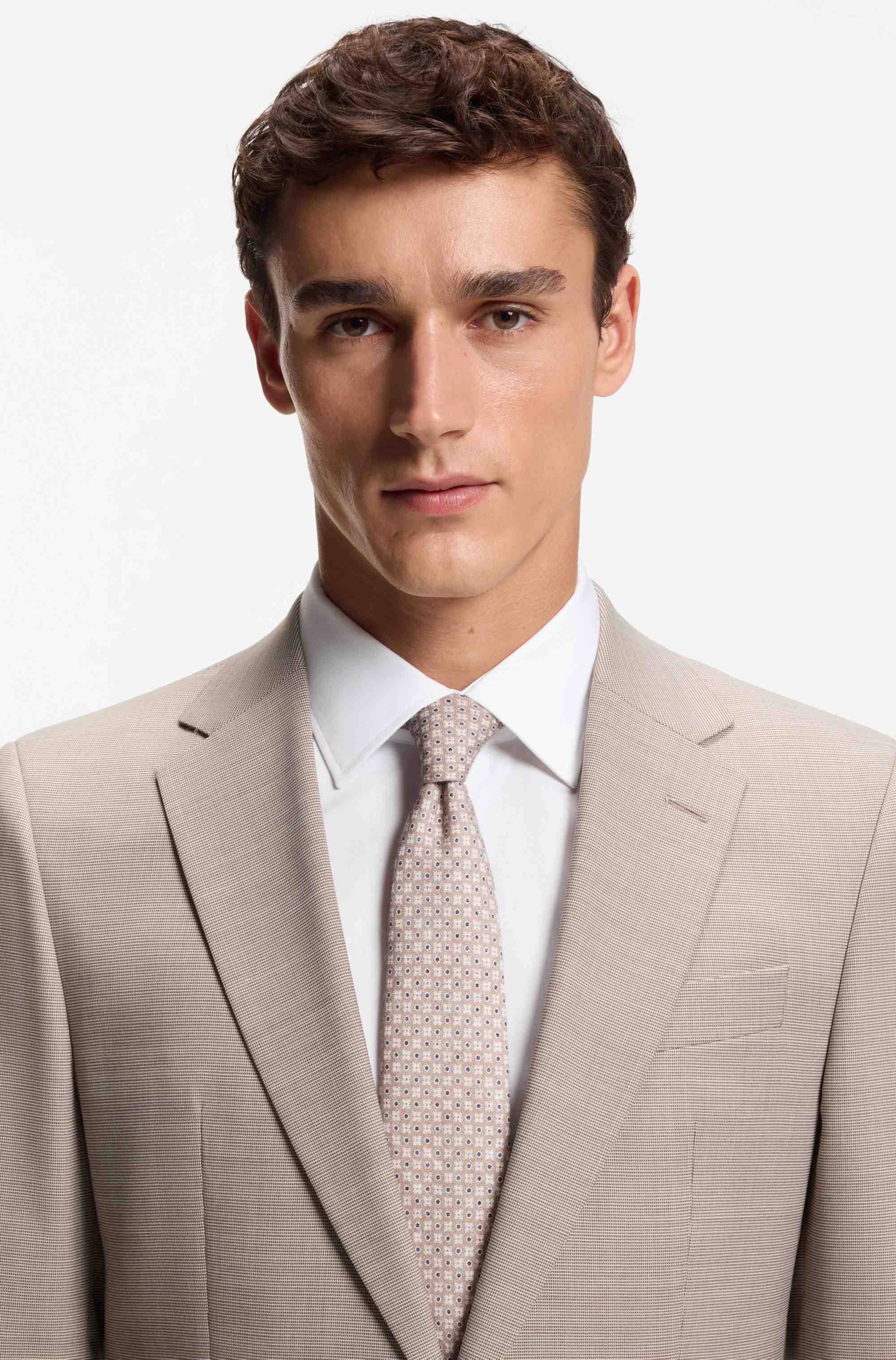 Patterned tie in cotton and wool