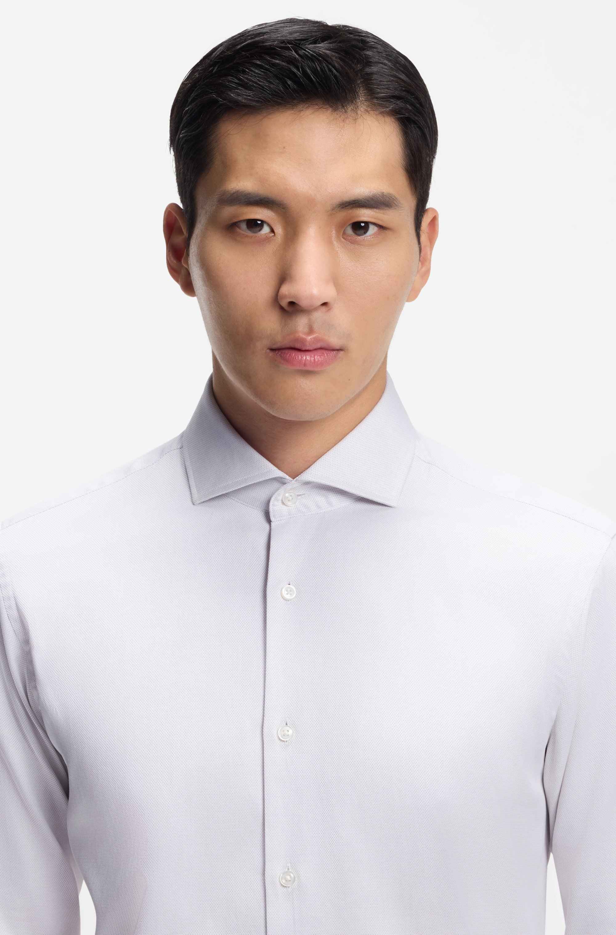 Regular-fit shirt in structured Italian-made cotton