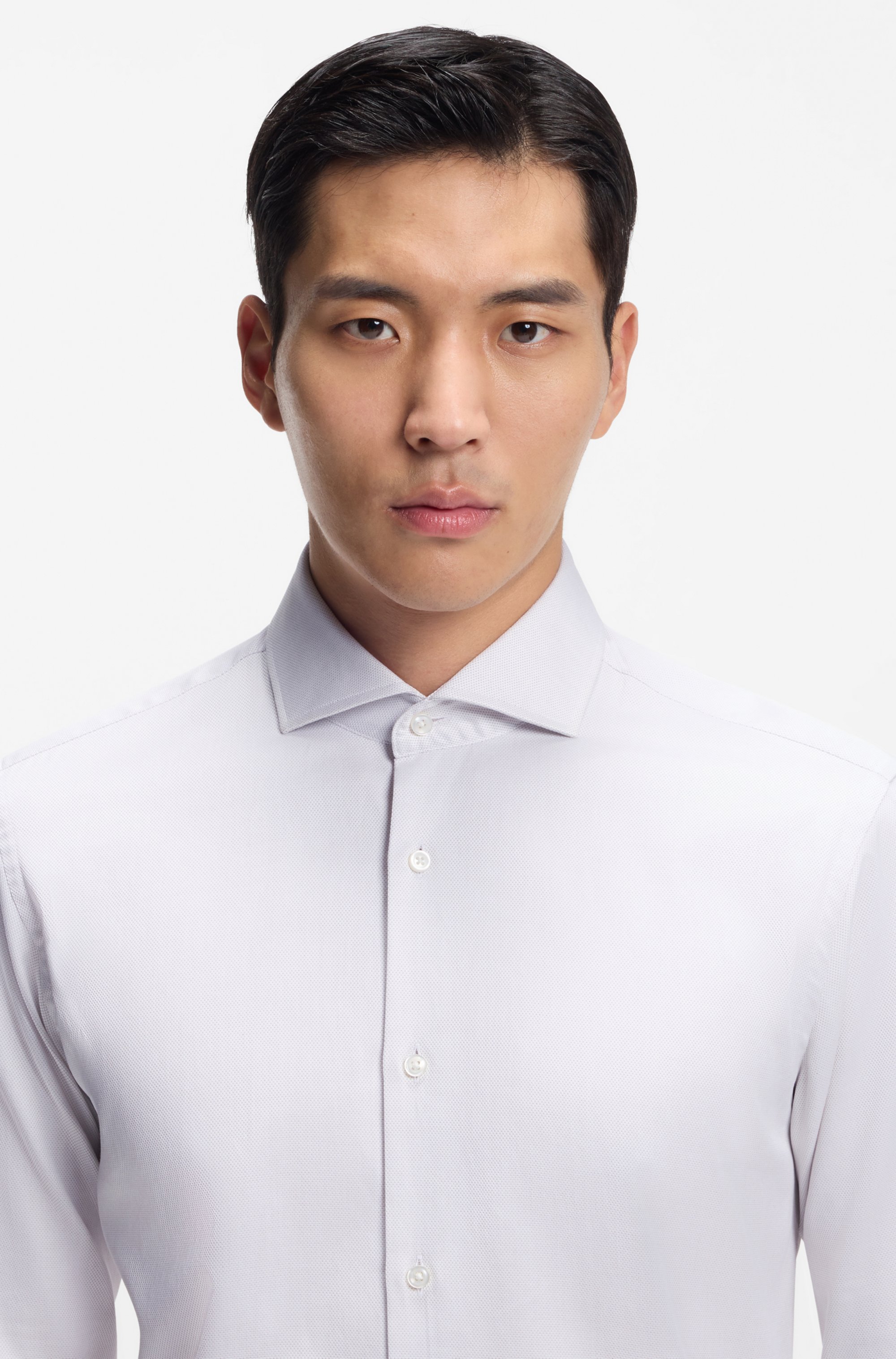 Regular-fit shirt in structured Italian-made cotton