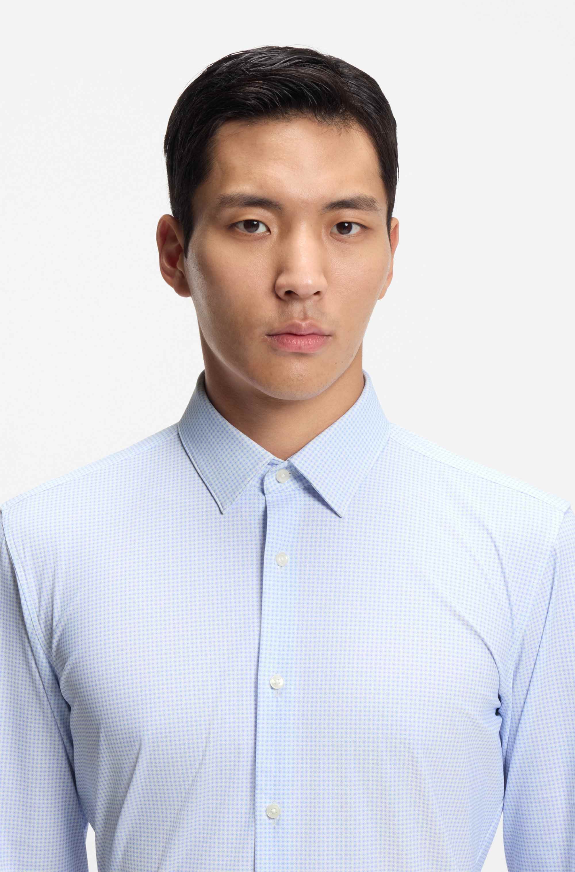 Slim-fit shirt in printed performance-stretch jersey