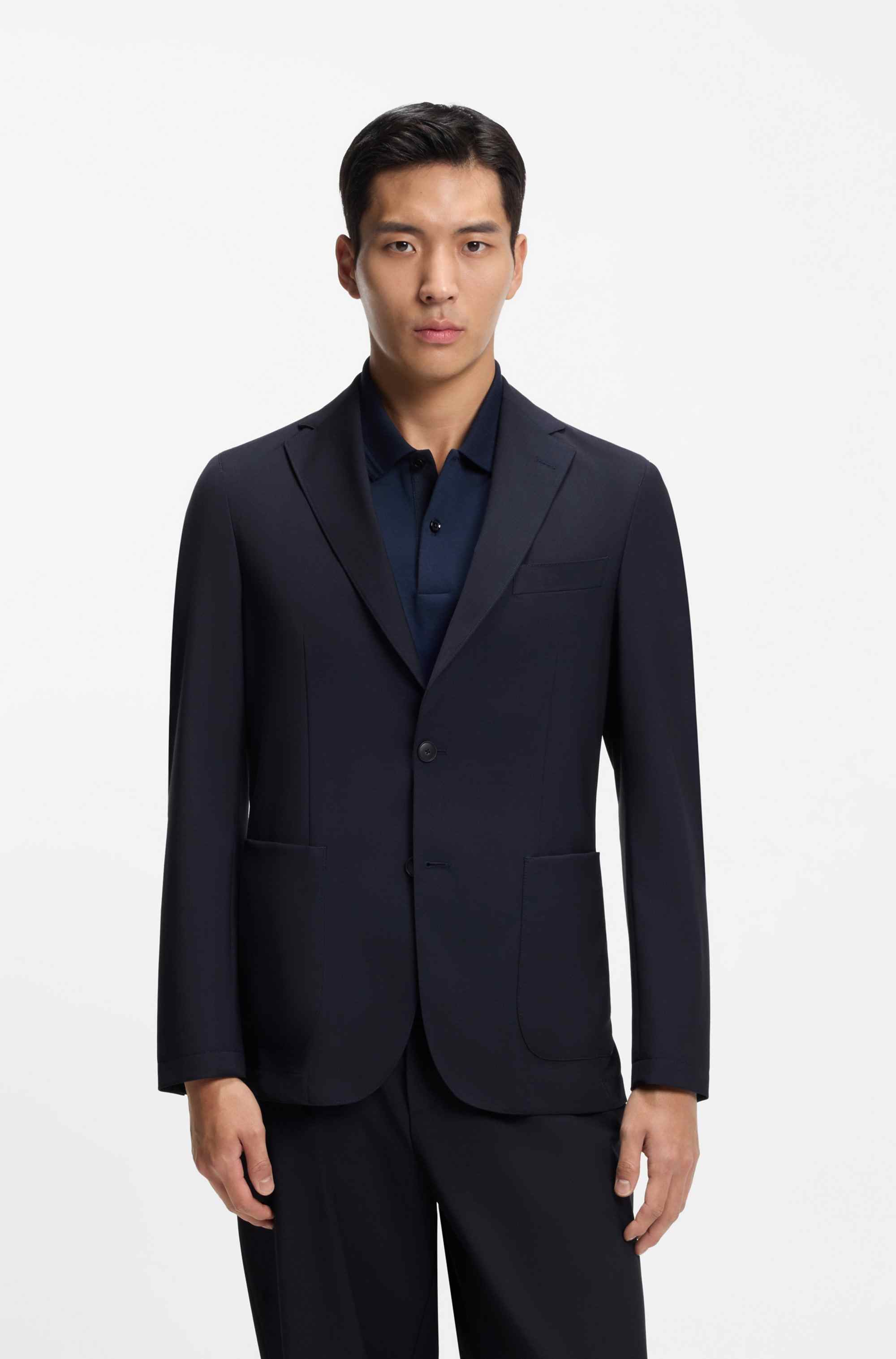 Slim-fit suit jacket in washable performance-stretch fabric