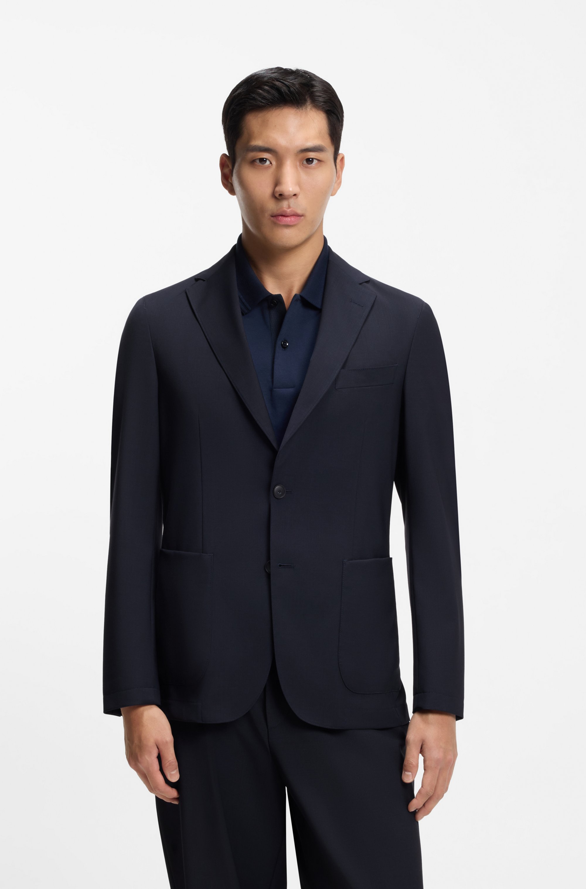 Slim-fit blazer in a washable wool blend