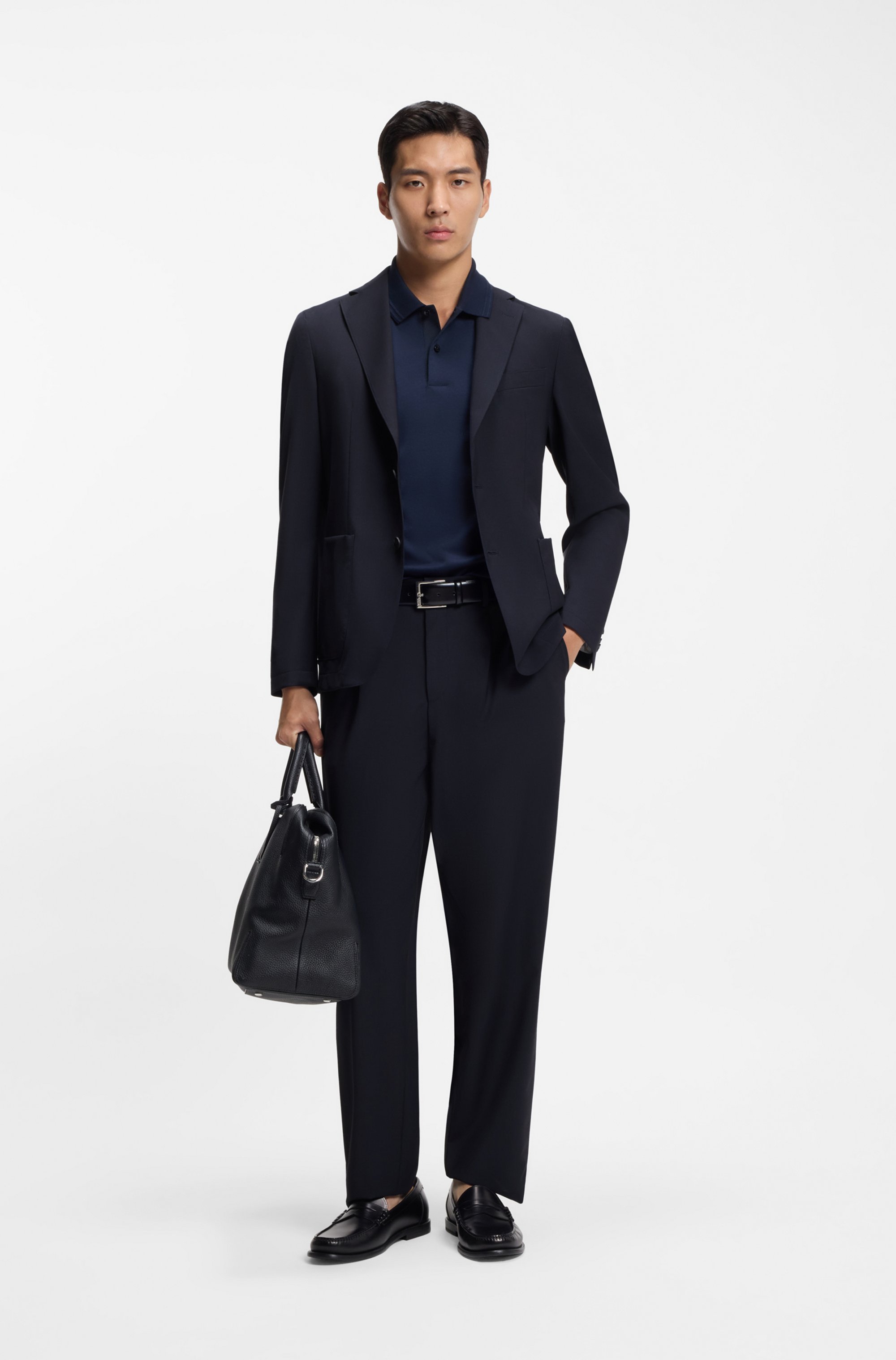 Slim-fit blazer in a washable wool blend