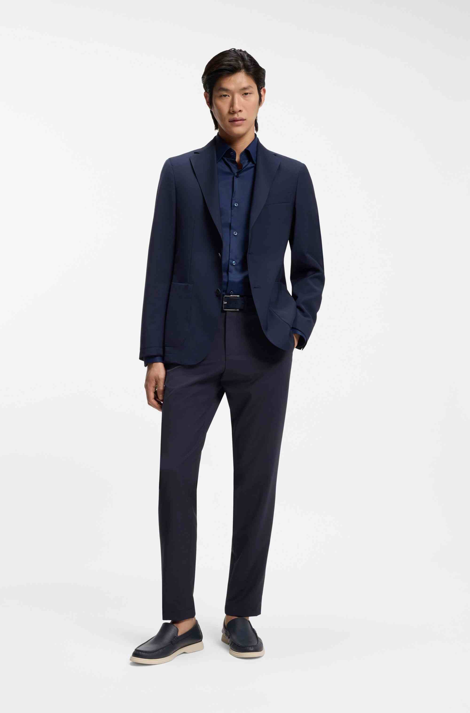 Slim-fit trousers in a washable wool blend