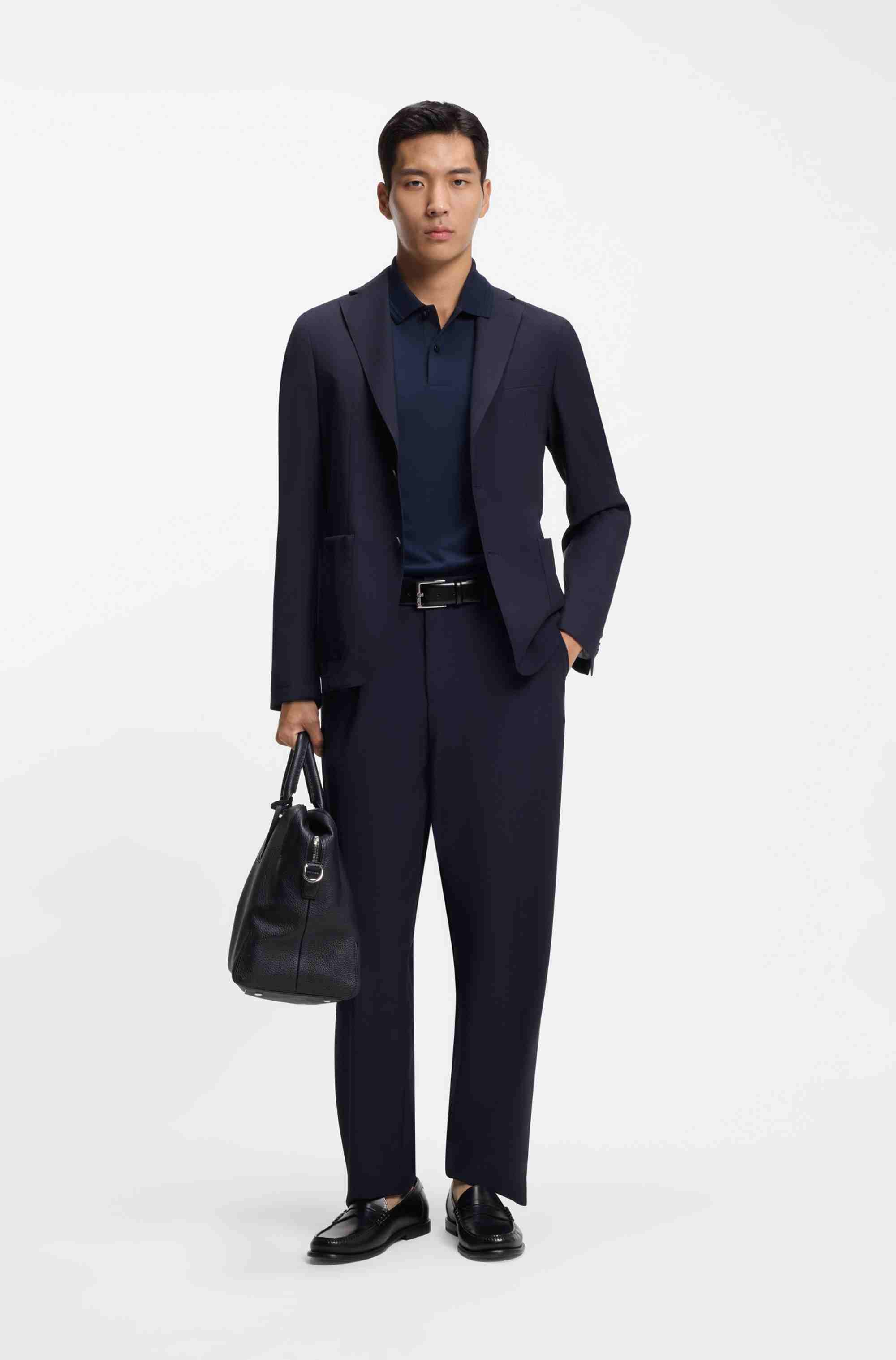 Tapered-fit trousers in washable performance-stretch fabric