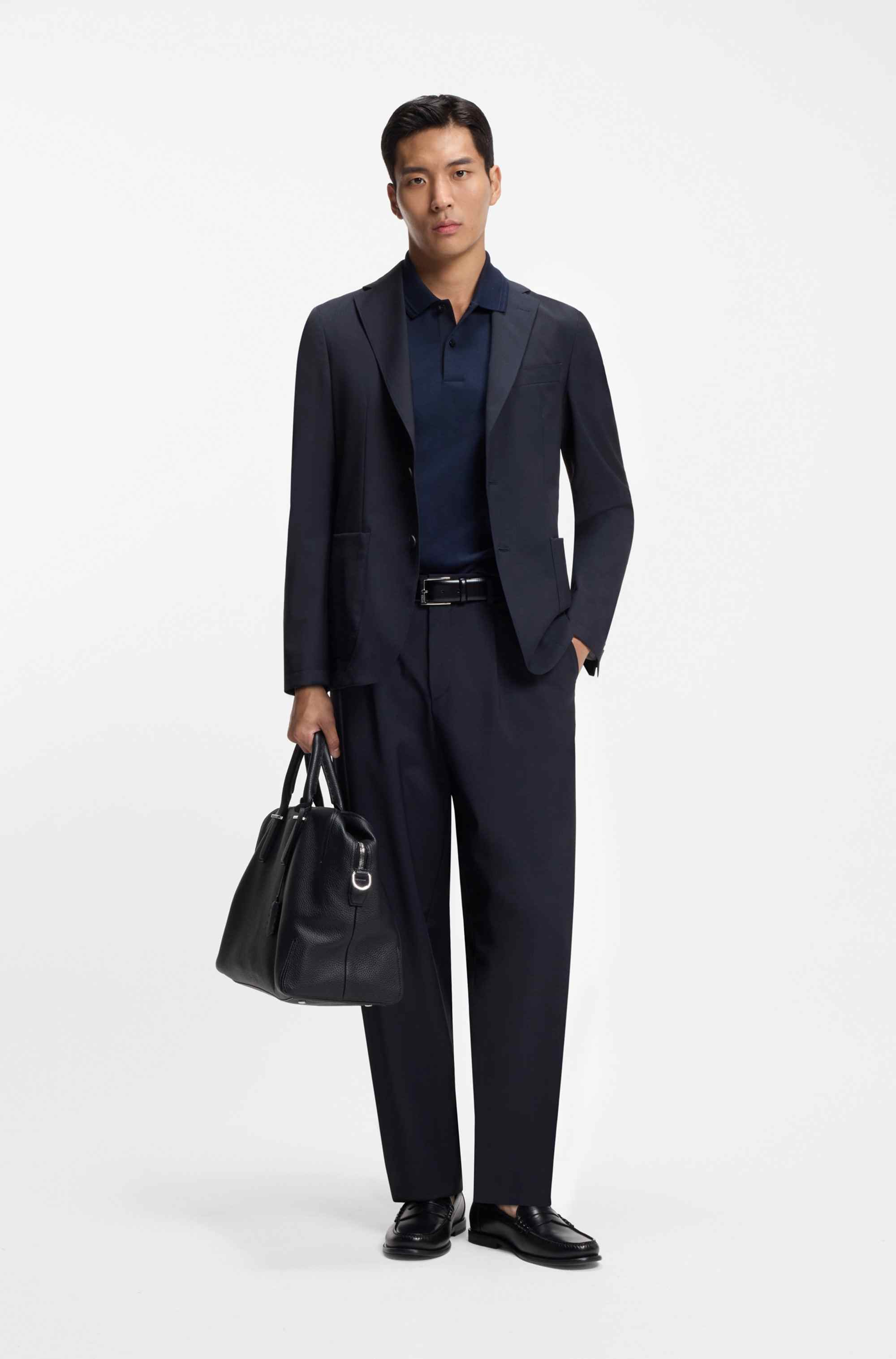 Tapered-fit trousers in washable performance-stretch fabric