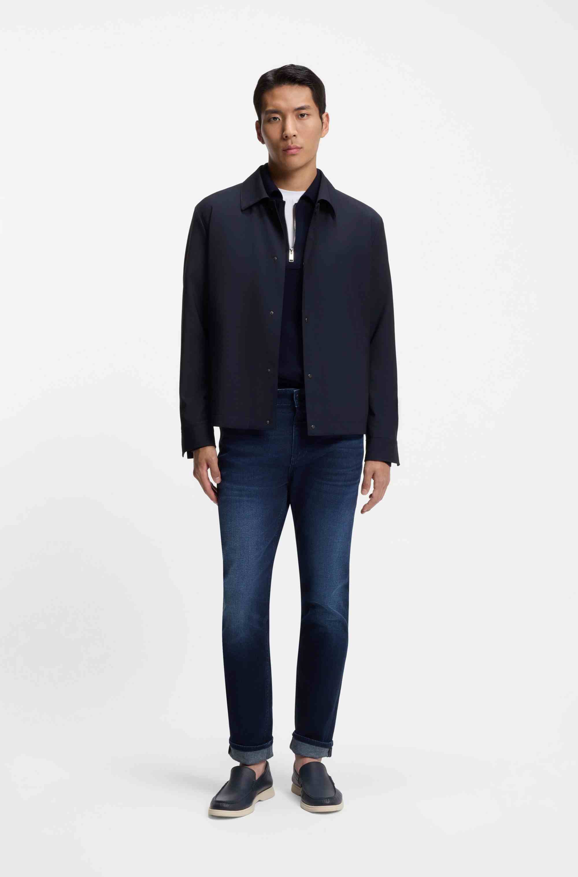 Relaxed-fit overshirt in a stretch-wool blend