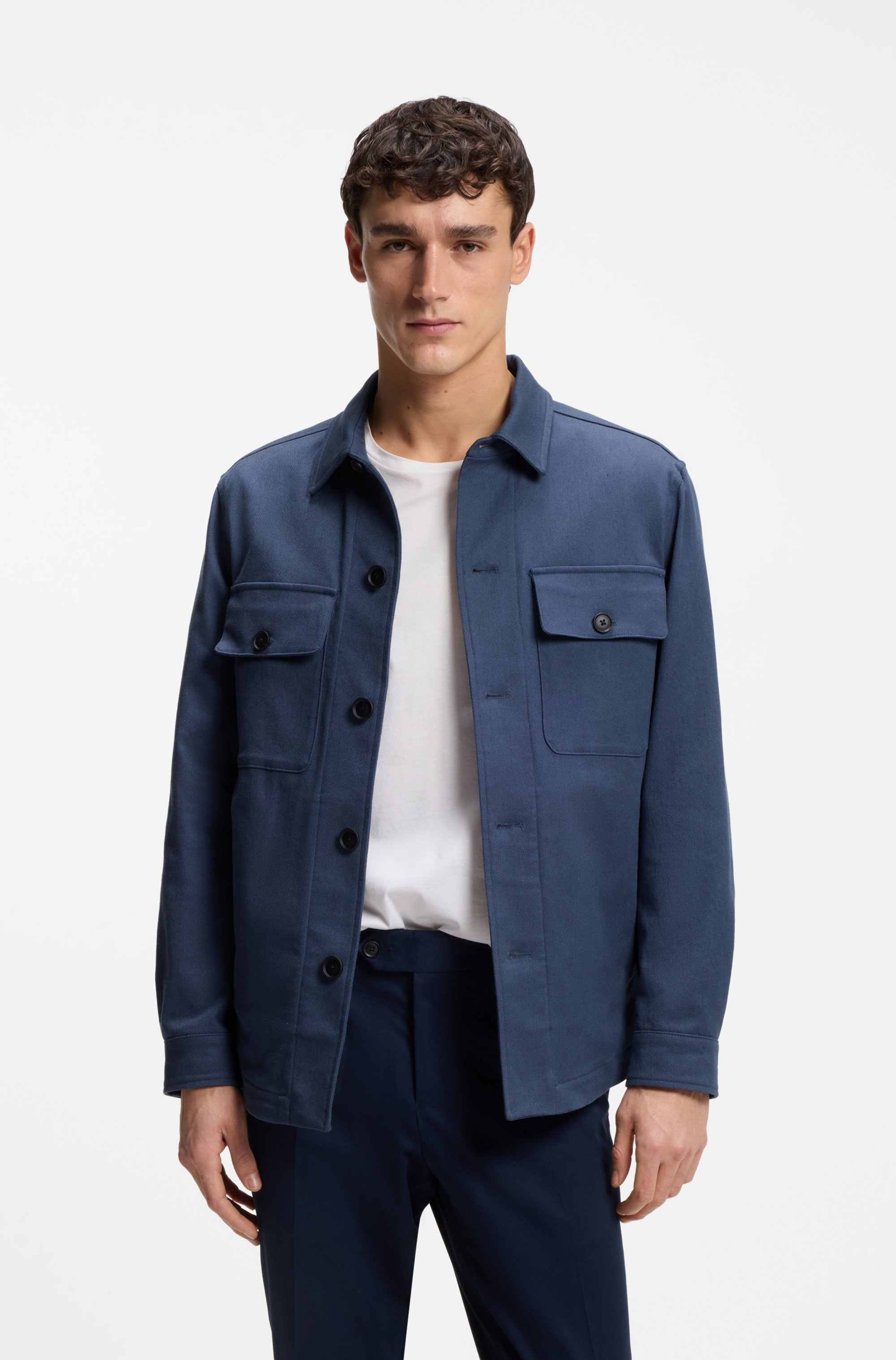 Relaxed-fit overshirt in stretch-cotton twill