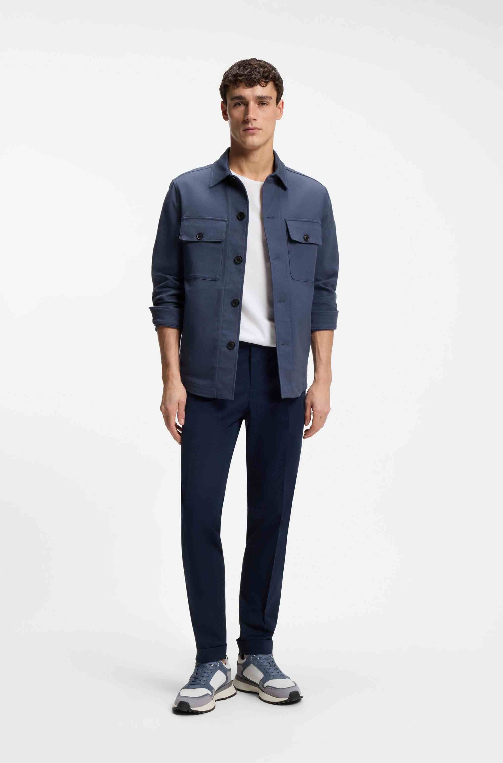 Relaxed-fit overshirt in stretch-cotton twill